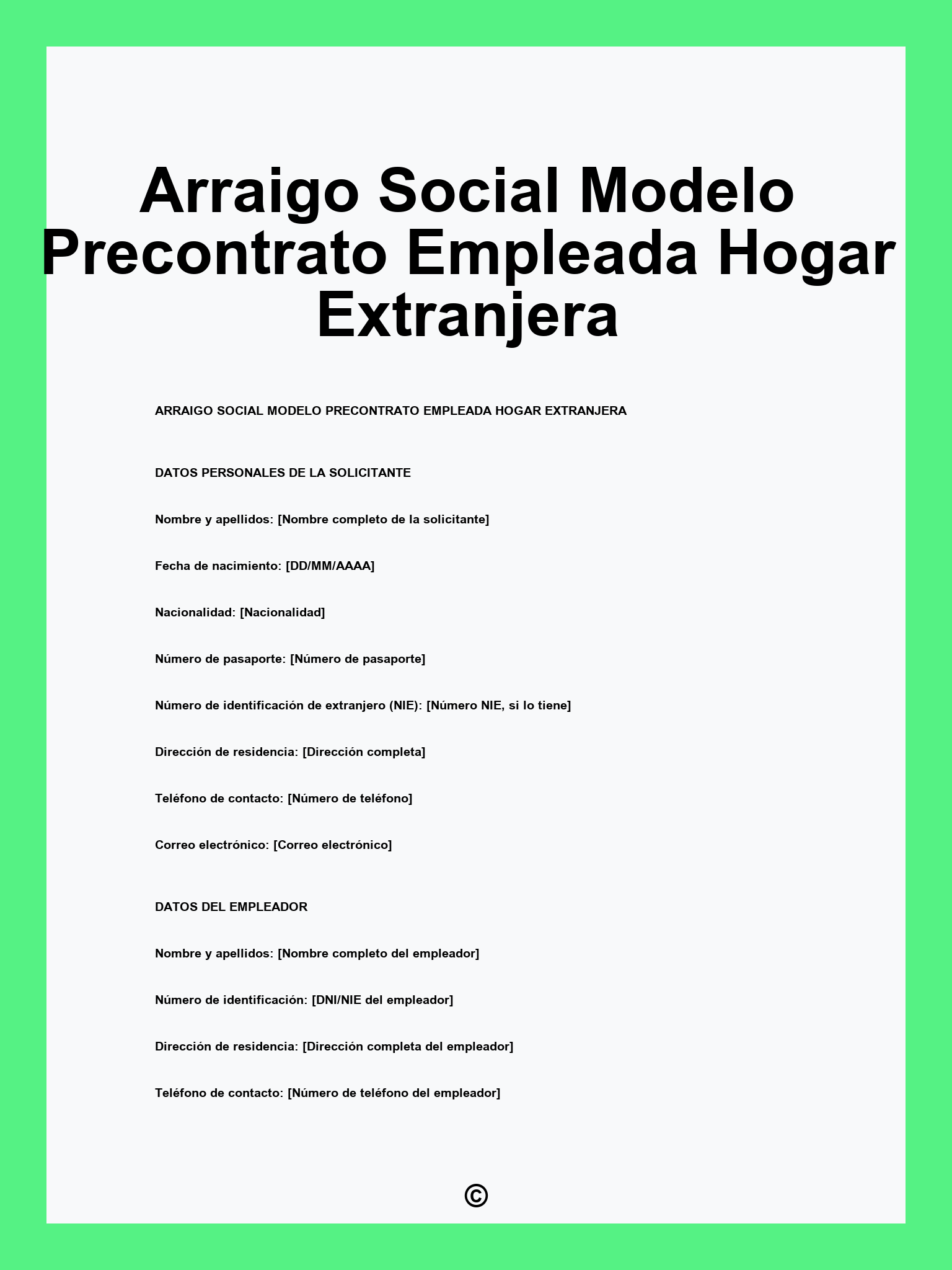 Arraigo Social Modelo Precontrato Empleada Hogar Extranjera
