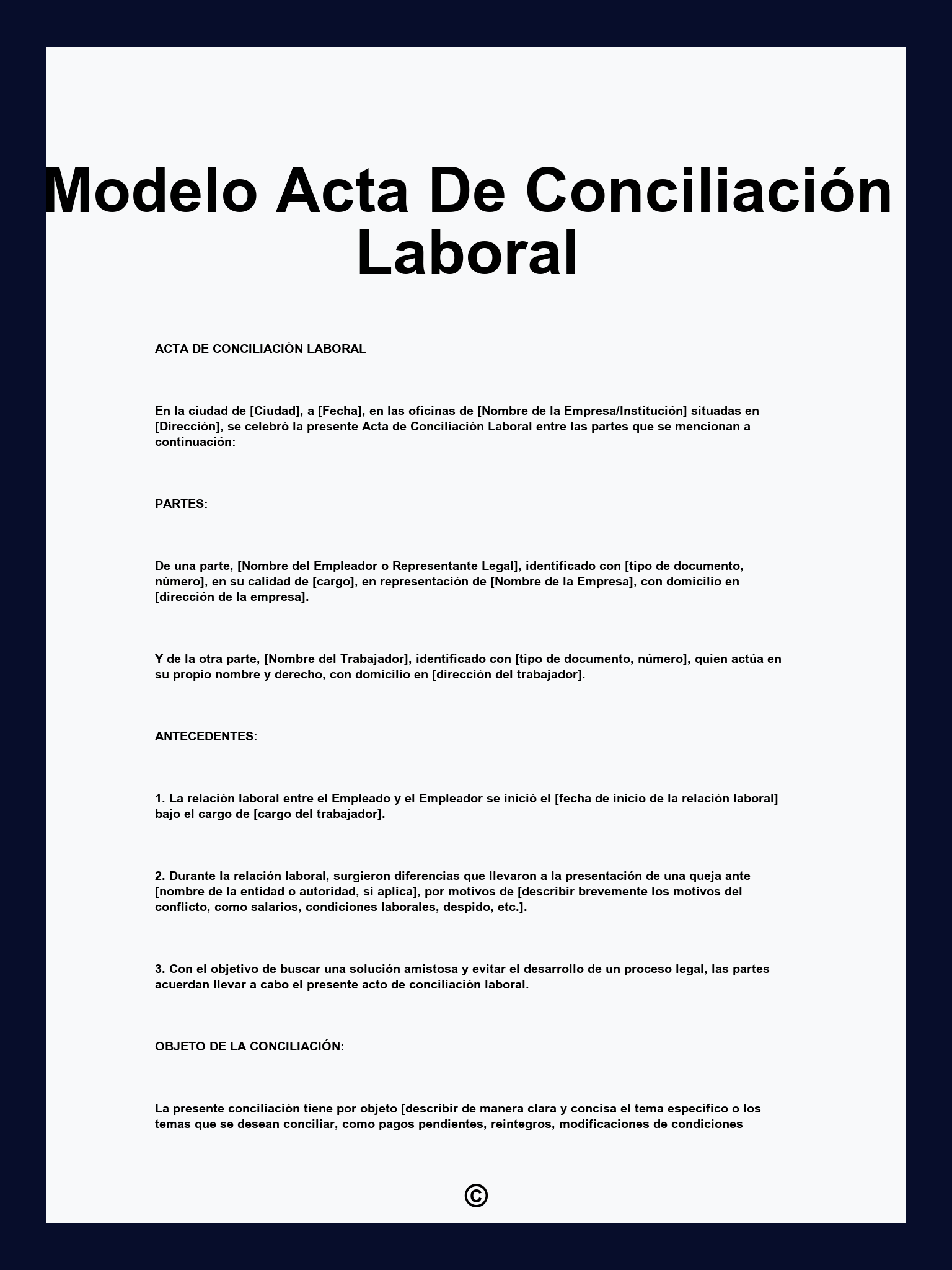 Modelo Acta De Conciliación Laboral