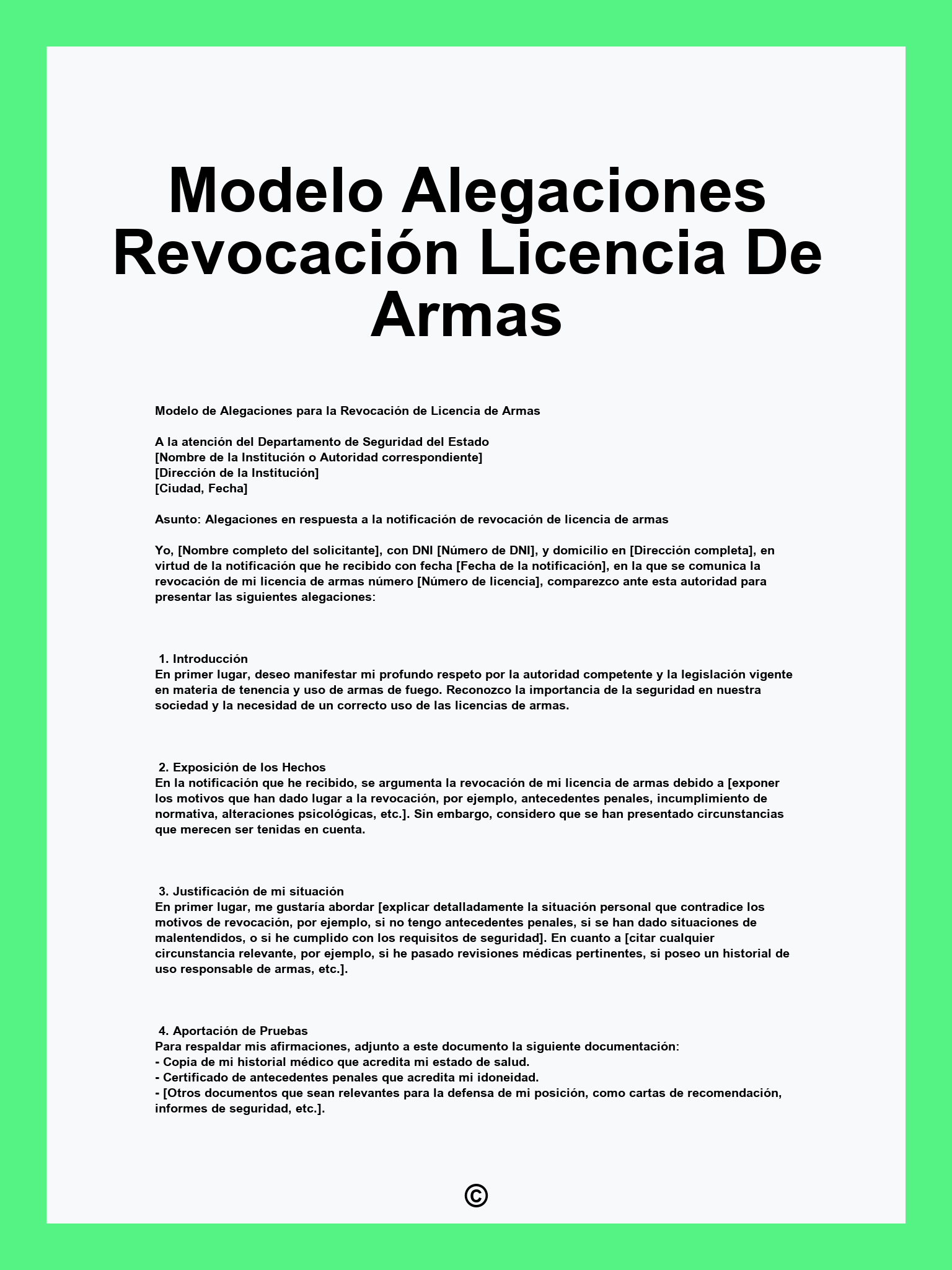 Modelo Alegaciones Revocación Licencia De Armas