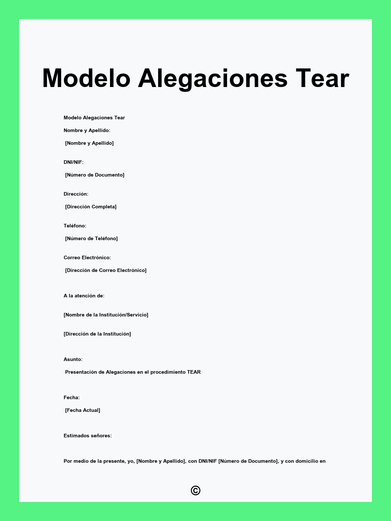 Modelo Alegaciones Tear