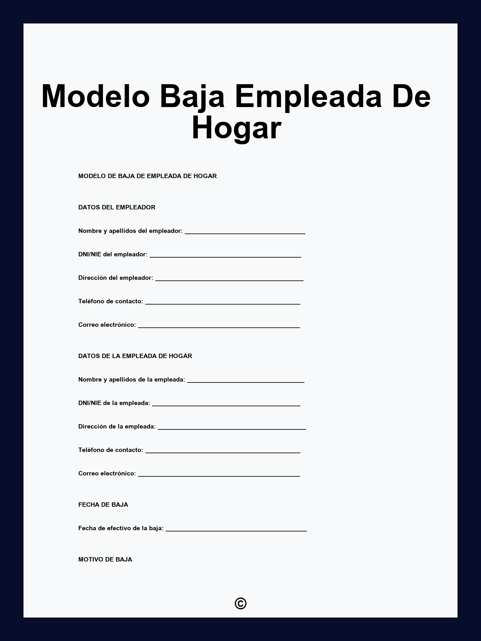 Modelo Baja Empleada De Hogar