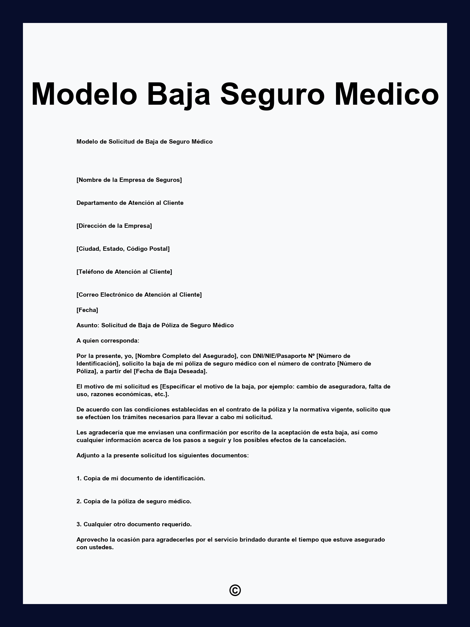 Modelo Baja Seguro Medico