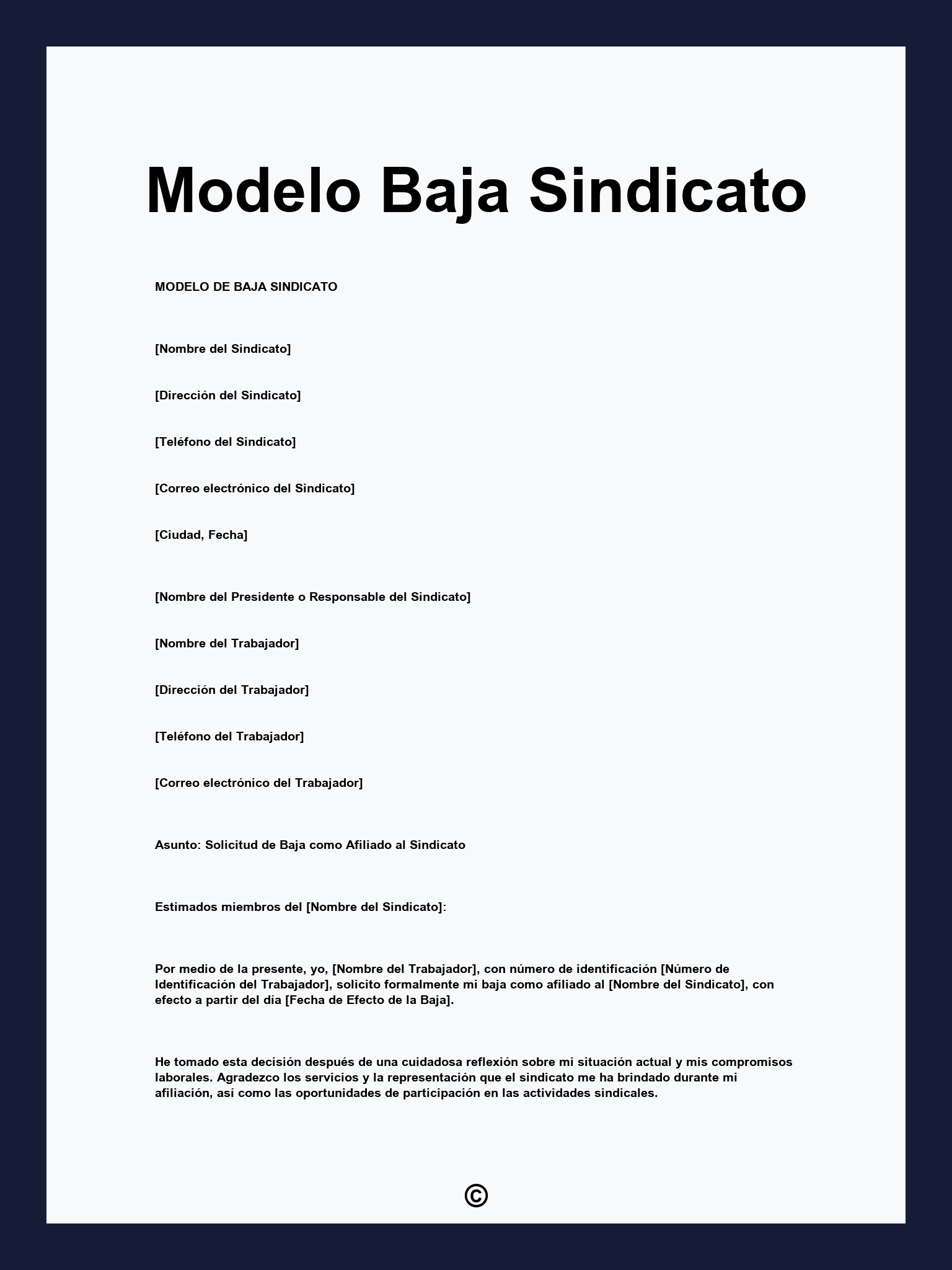 Modelo Baja Sindicato