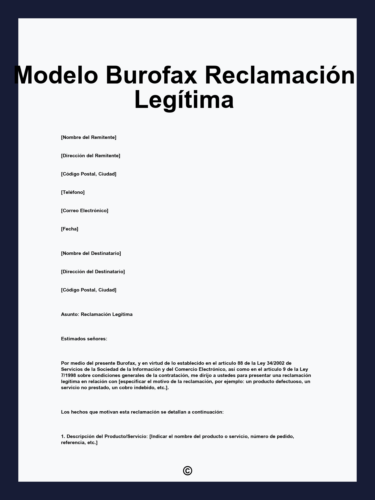 Modelo Burofax Reclamación Legítima