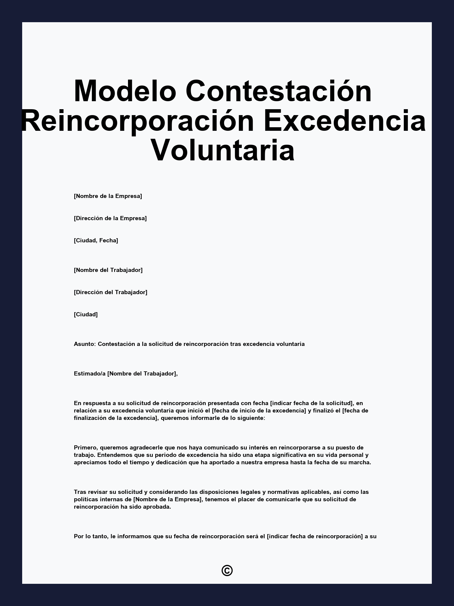 Modelo Contestación Reincorporación Excedencia Voluntaria