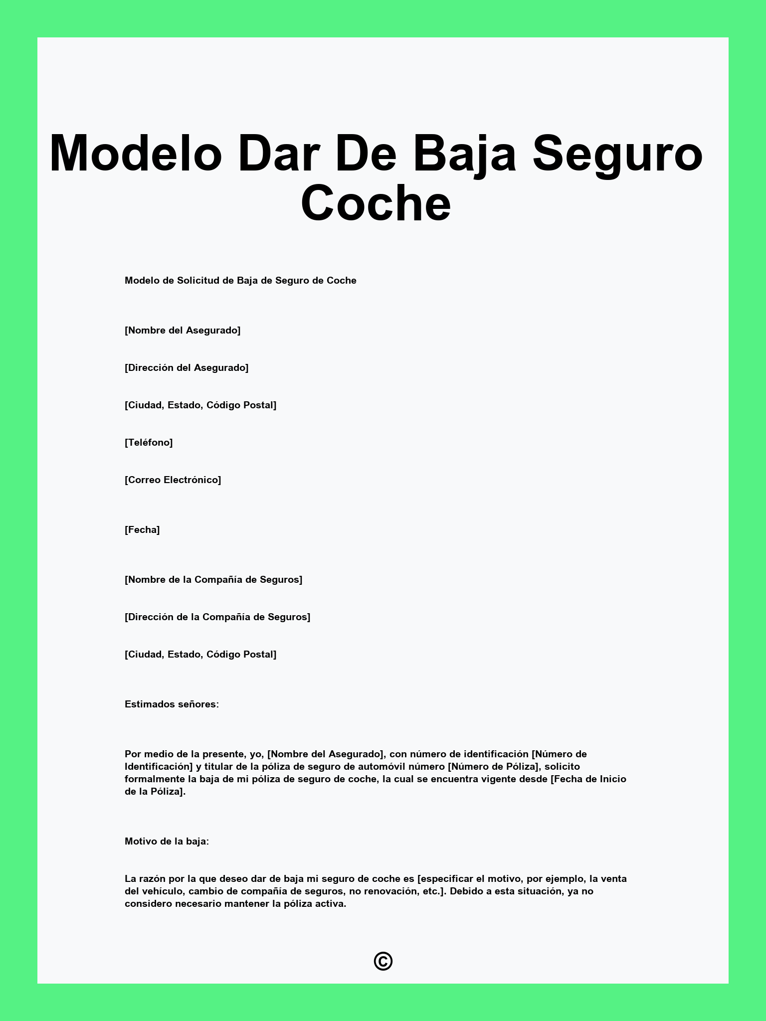 Modelo Dar De Baja Seguro Coche