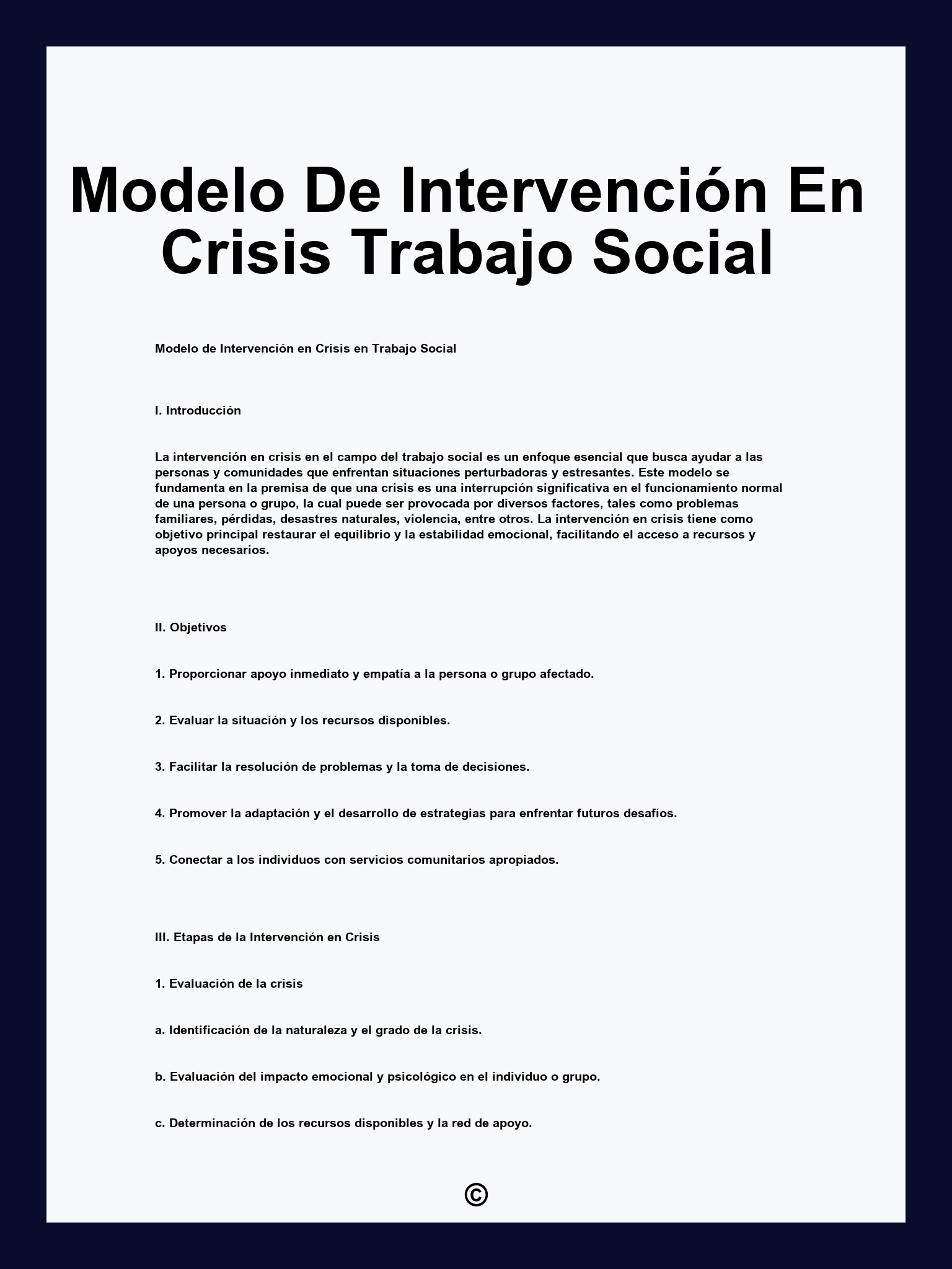Modelo De Intervención En Crisis Trabajo Social