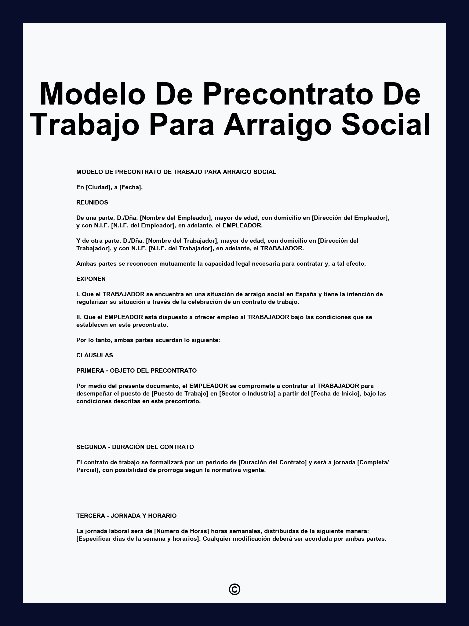 Modelo De Precontrato De Trabajo Para Arraigo Social