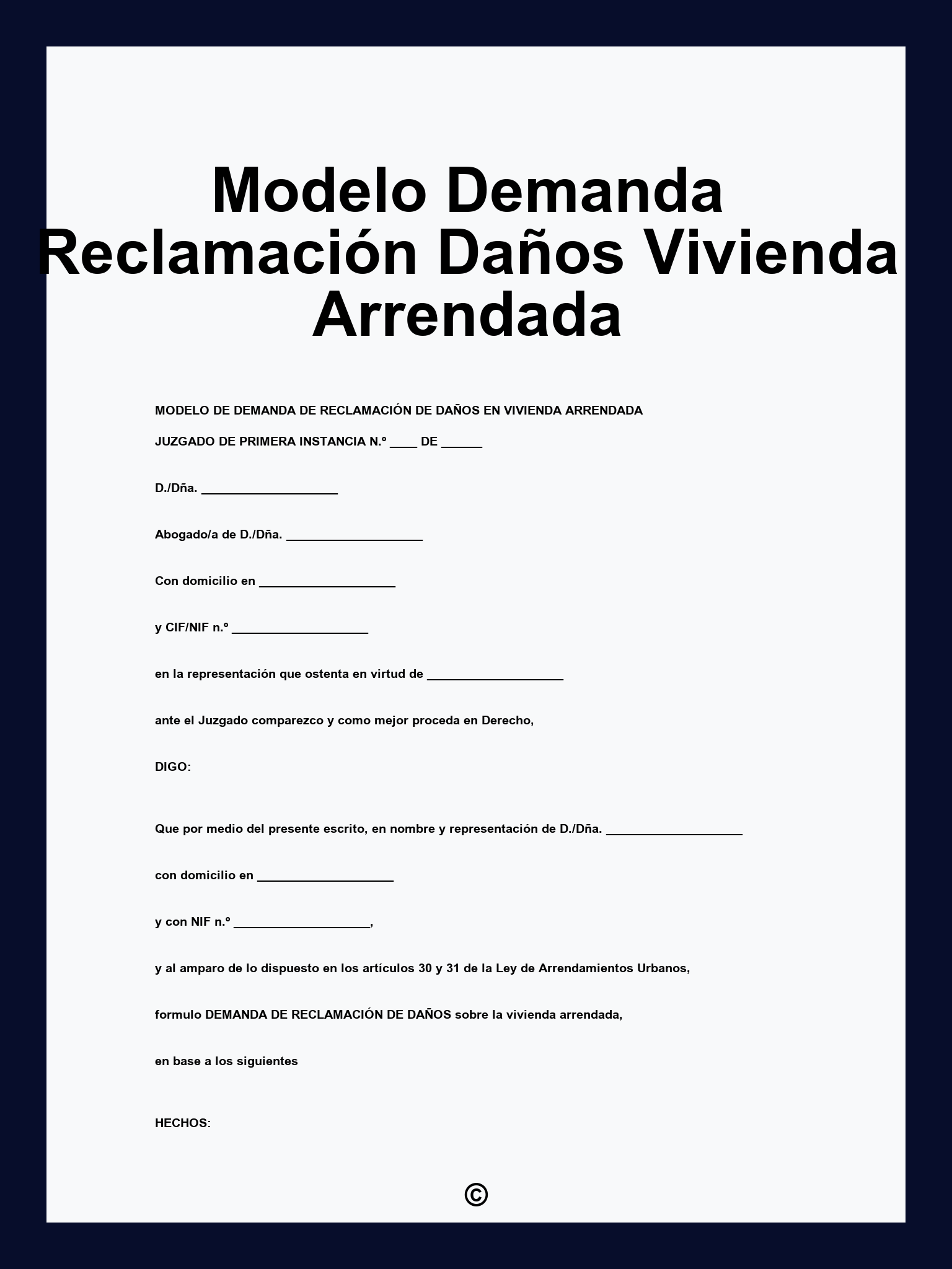 Modelo Demanda Reclamación Daños Vivienda Arrendada