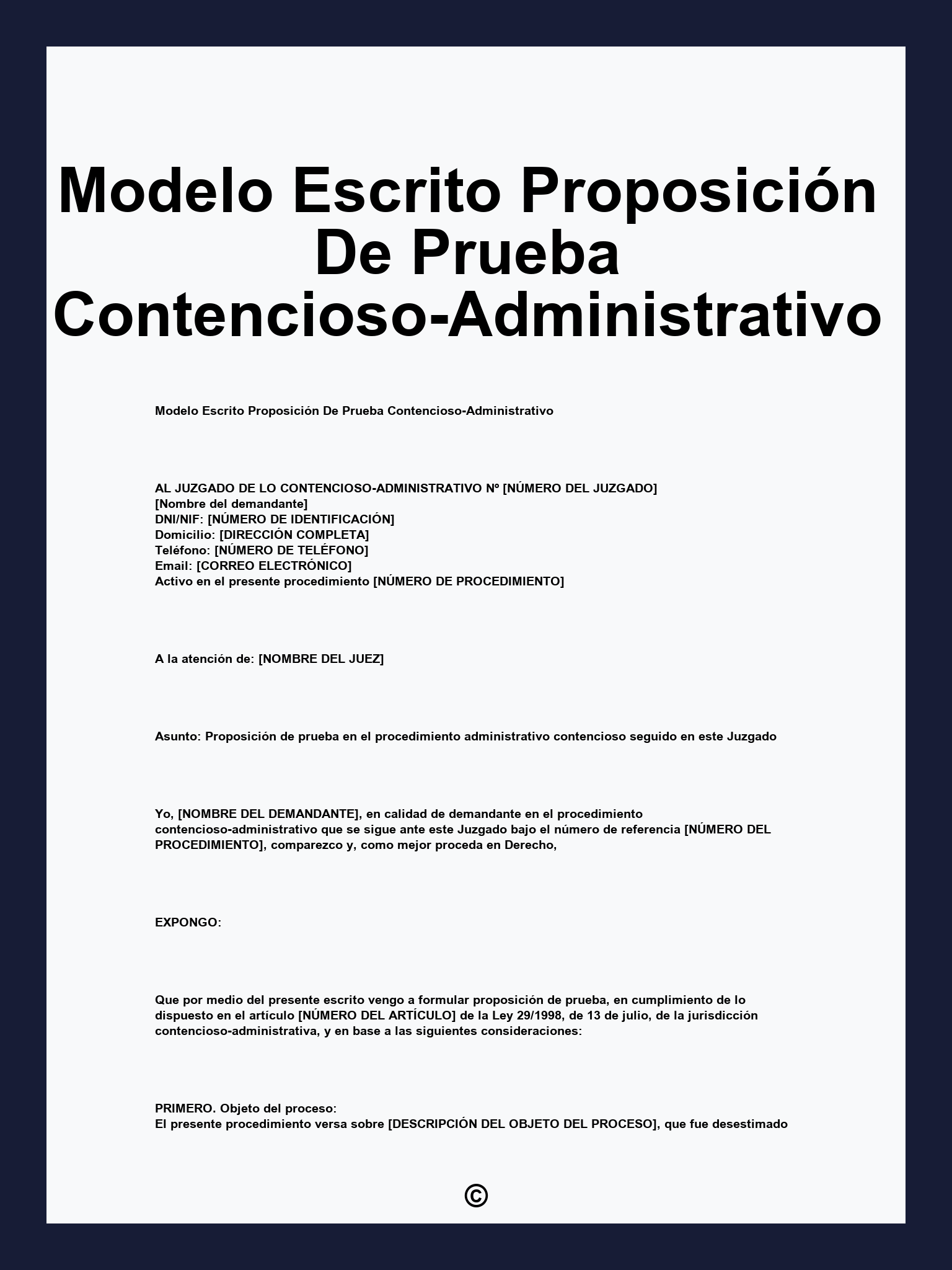 Modelo Escrito Proposición De Prueba Contencioso-Administrativo
