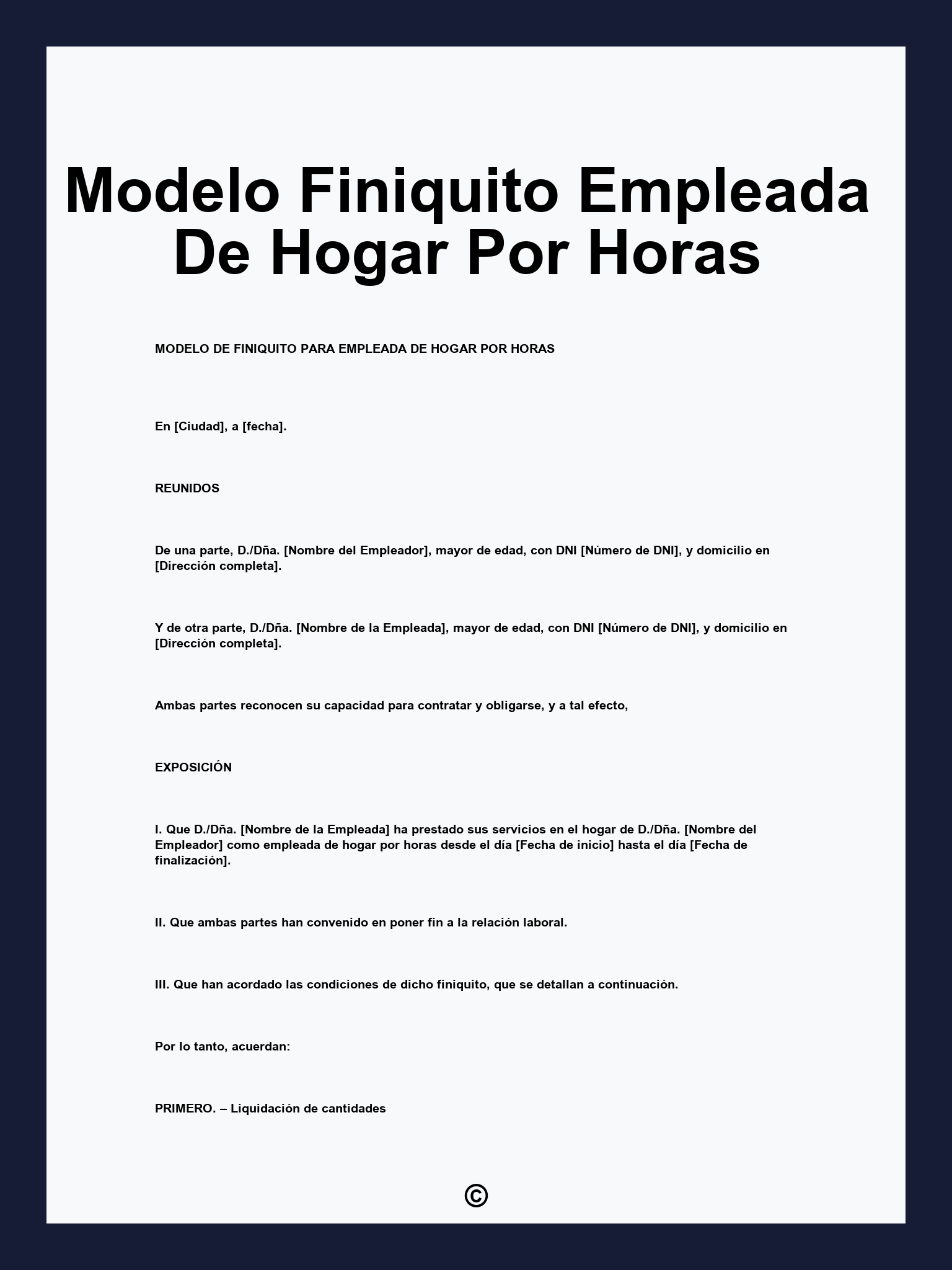 Modelo Finiquito Empleada De Hogar Por Horas