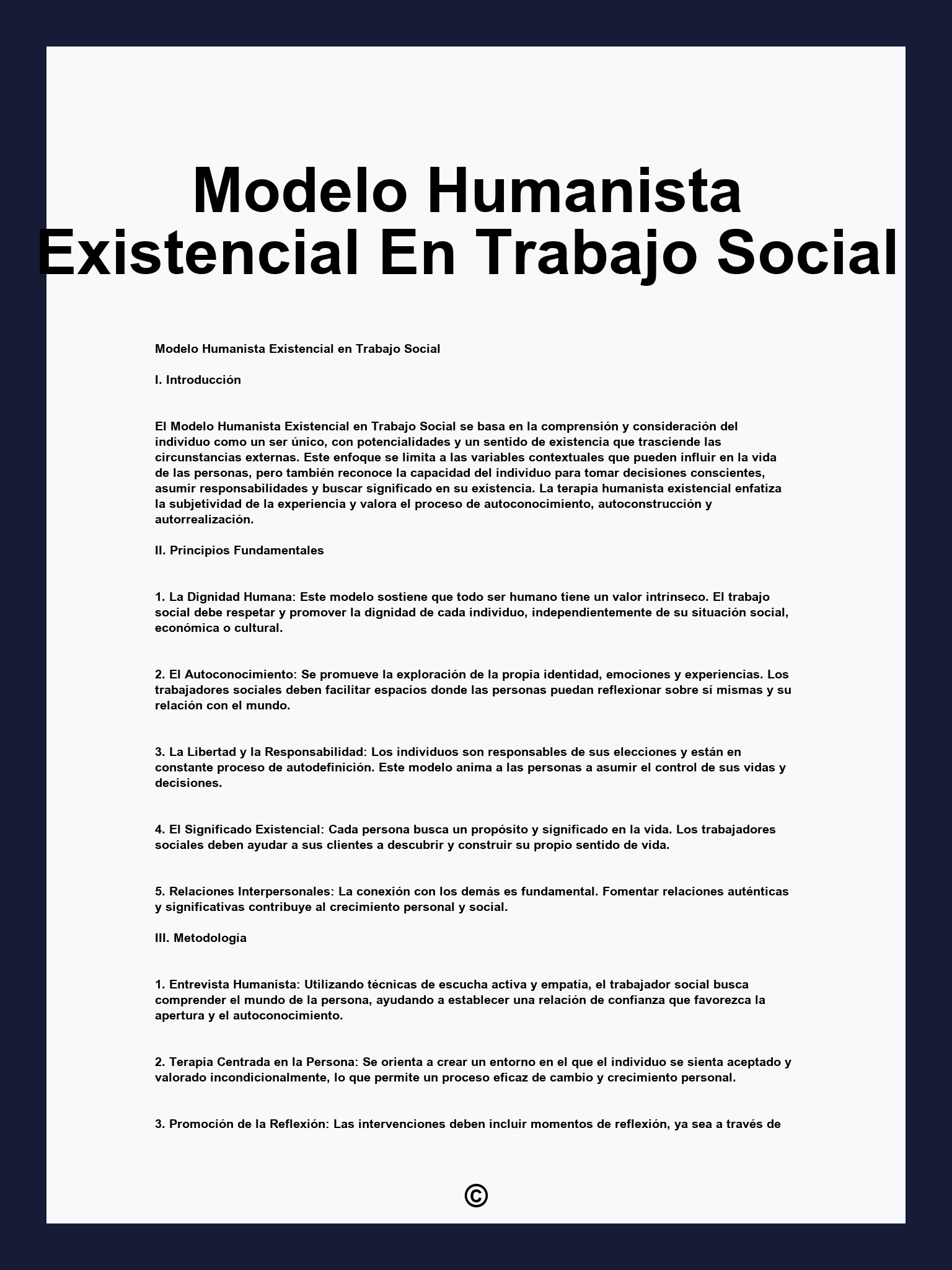 Modelo Humanista Existencial En Trabajo Social