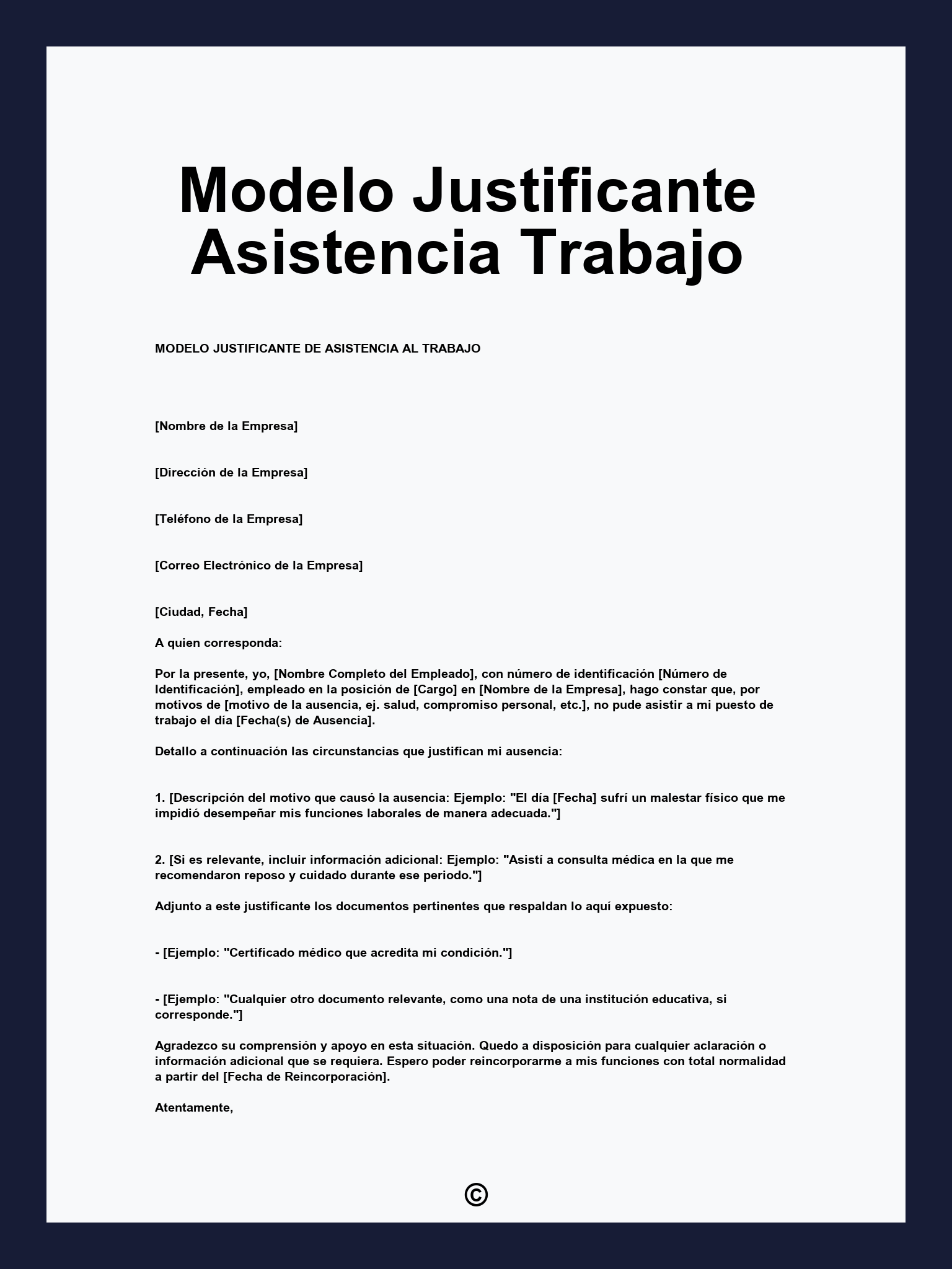 Modelo Justificante Asistencia Trabajo