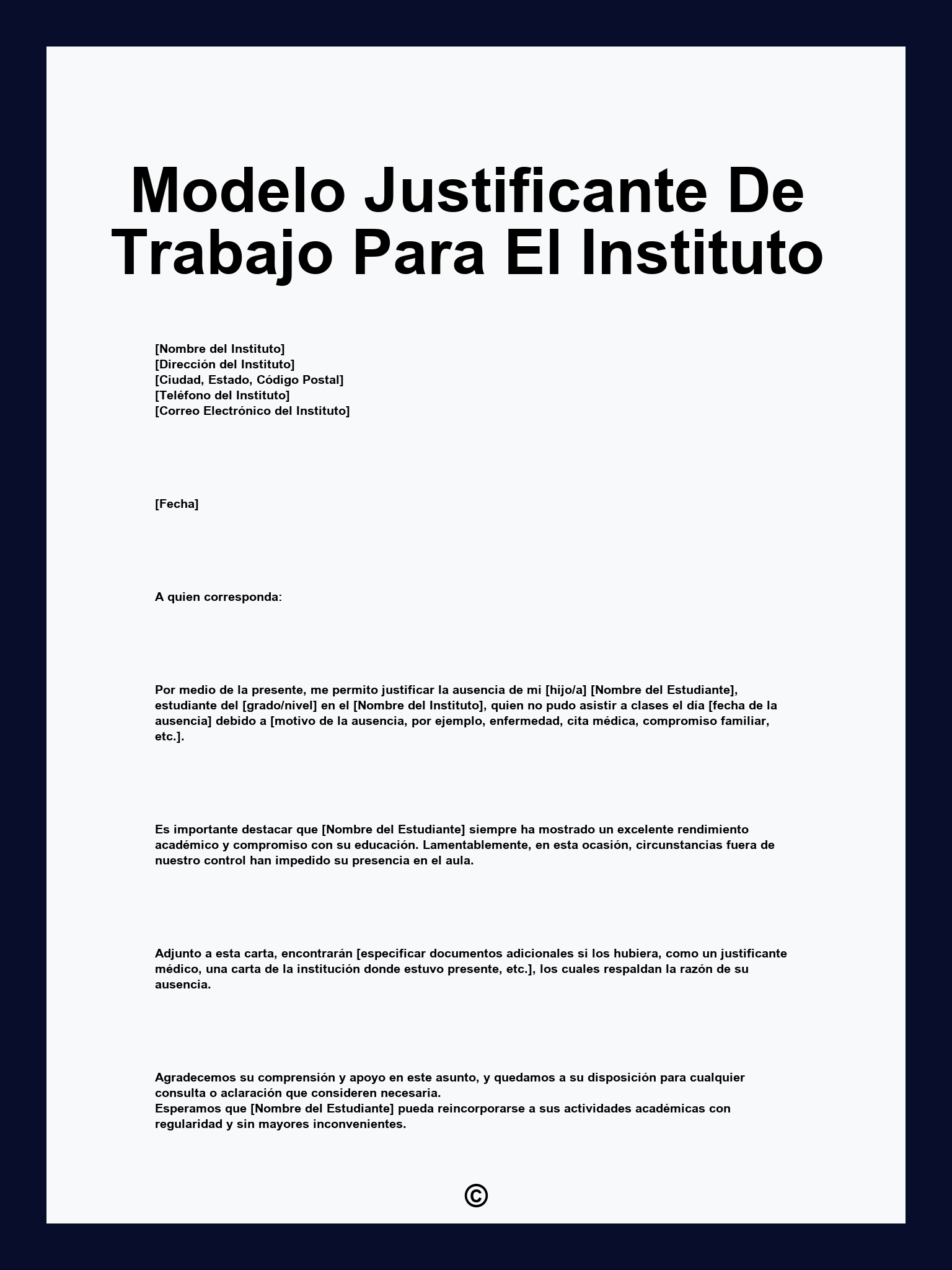 Modelo Justificante De Trabajo Para El Instituto