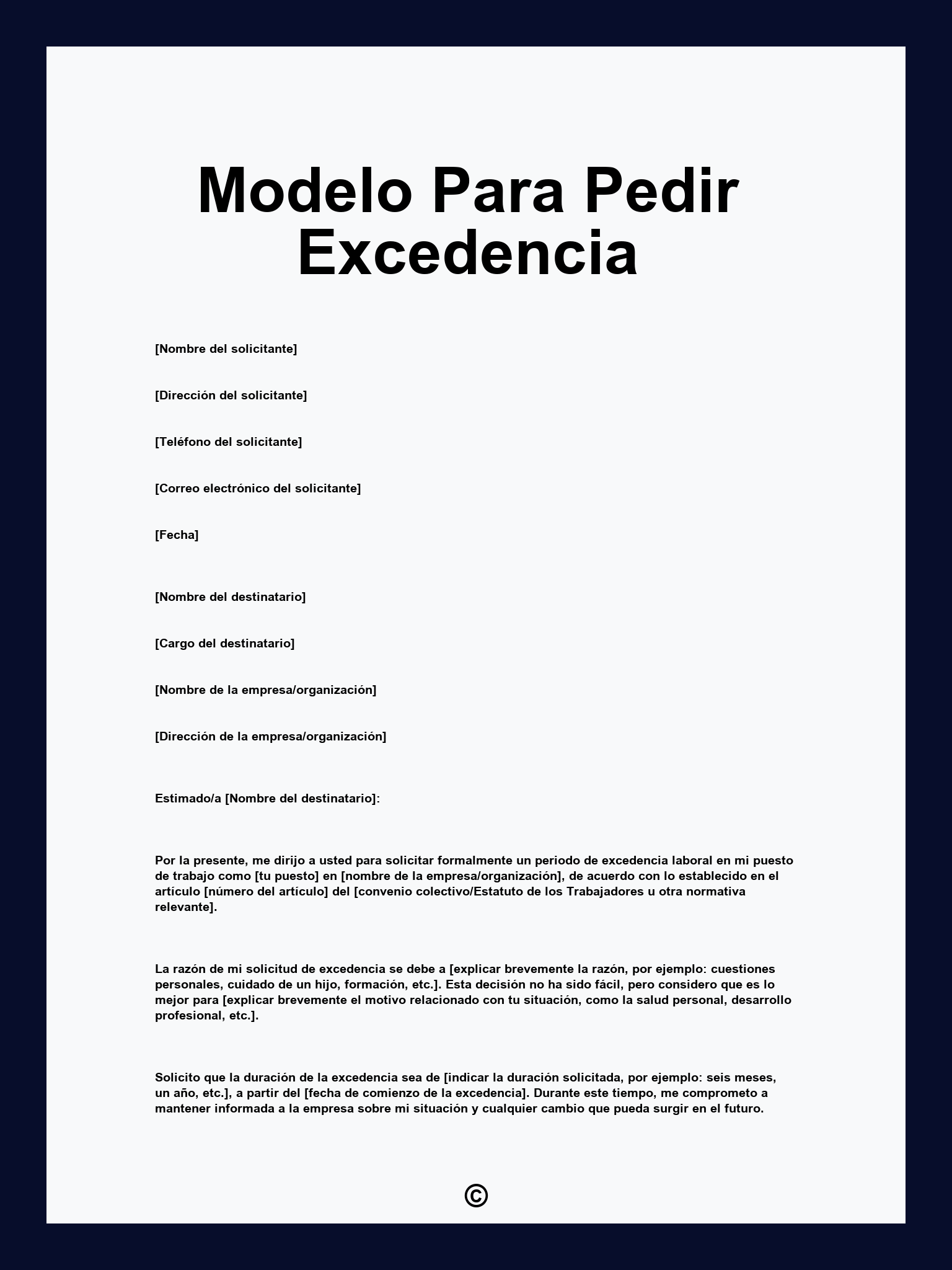 Modelo Para Pedir Excedencia