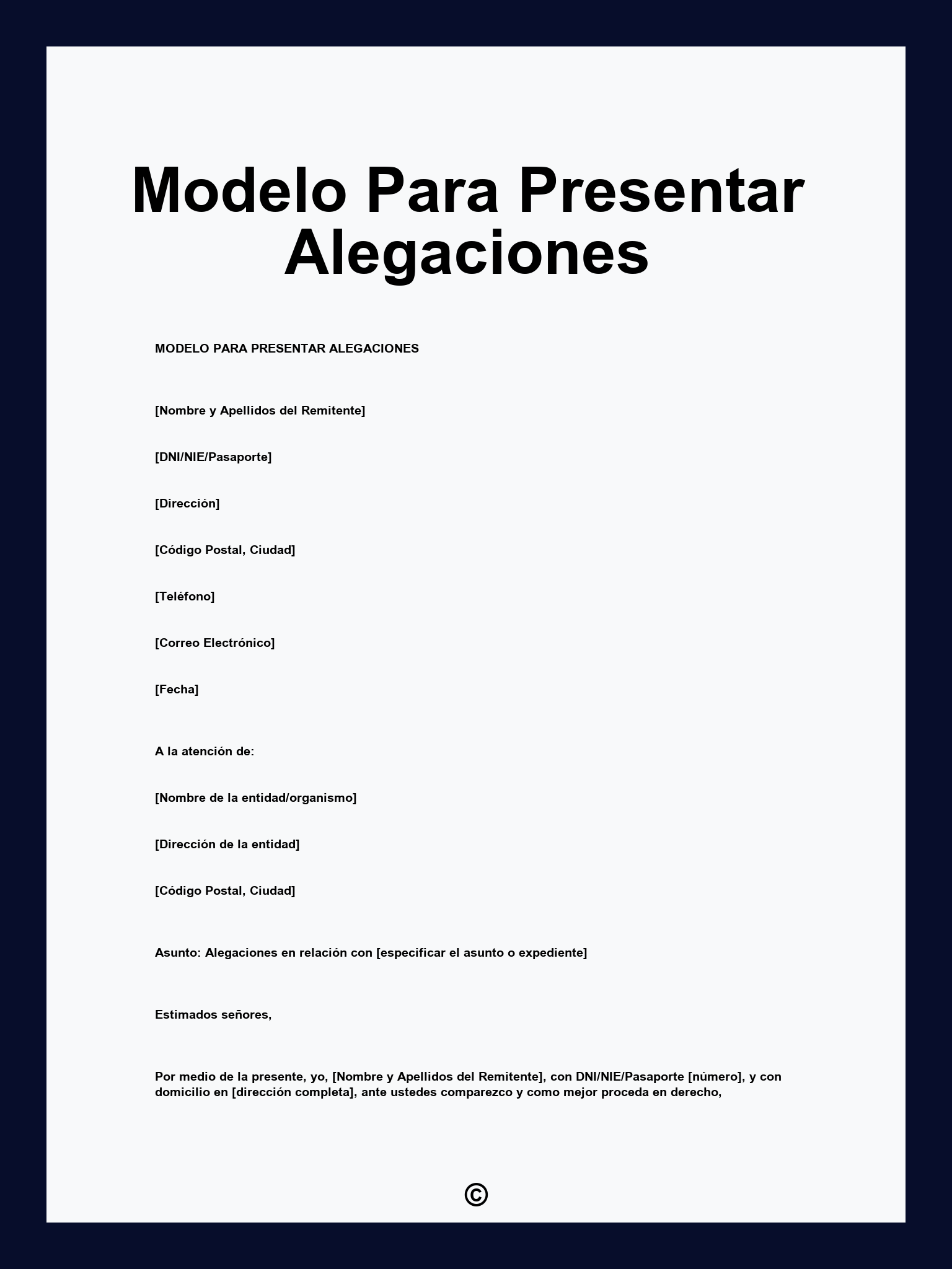 Modelo Para Presentar Alegaciones