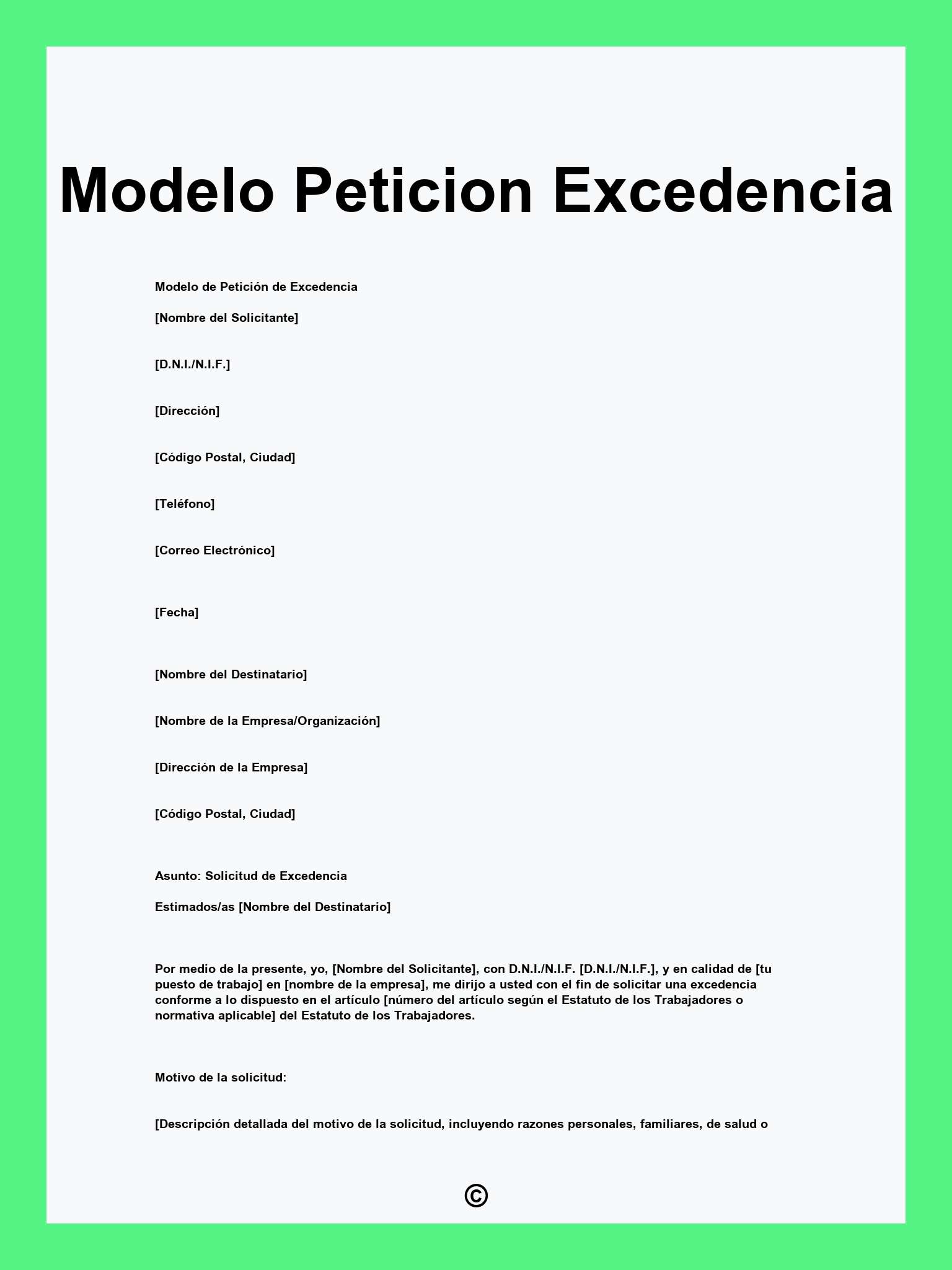 Modelo Peticion Excedencia