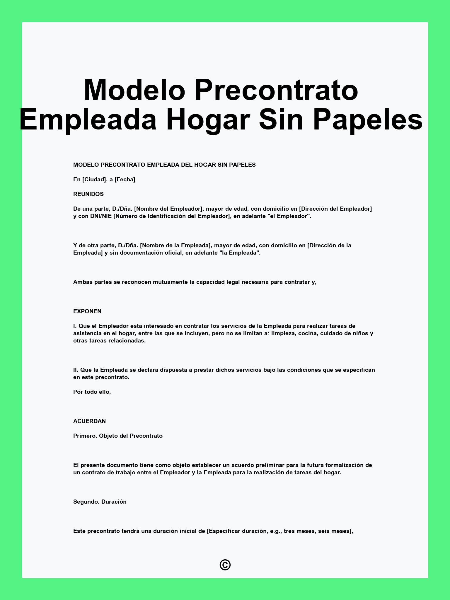 Modelo Precontrato Empleada Hogar Sin Papeles