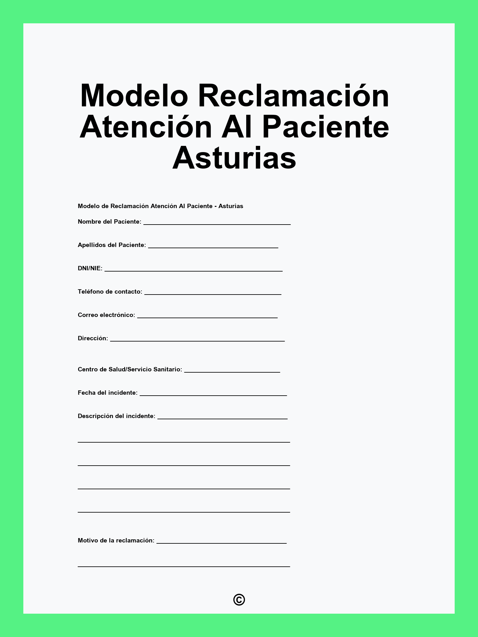 Modelo Reclamación Atención Al Paciente Asturias