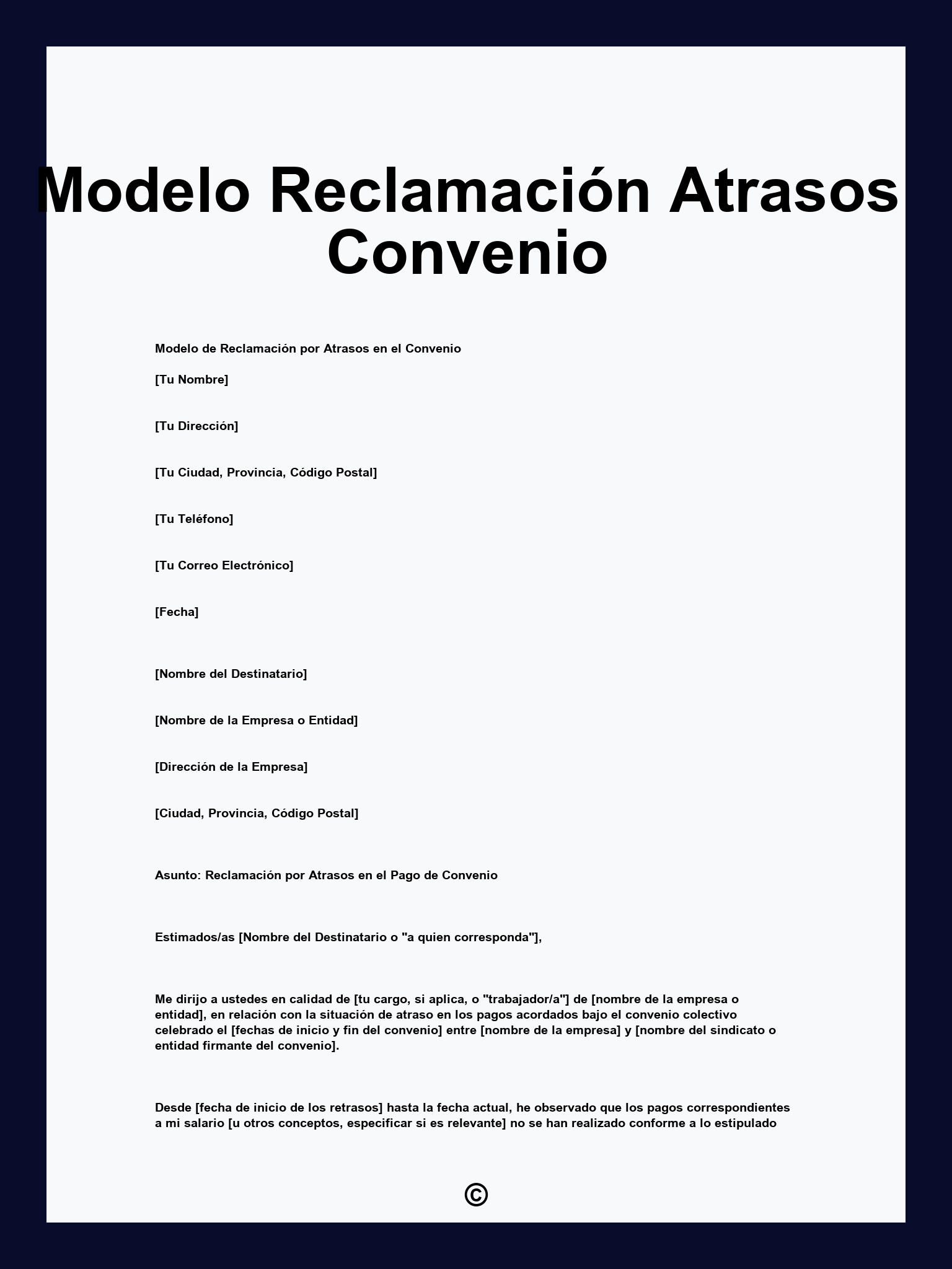 Modelo Reclamación Atrasos Convenio