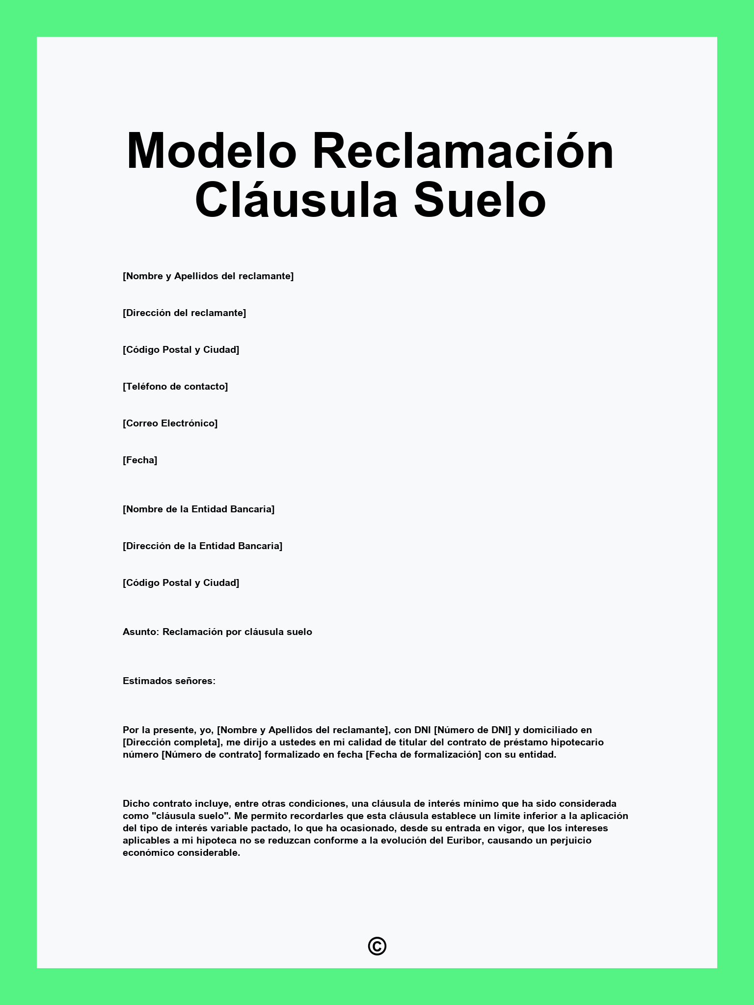 Modelo Reclamación Cláusula Suelo