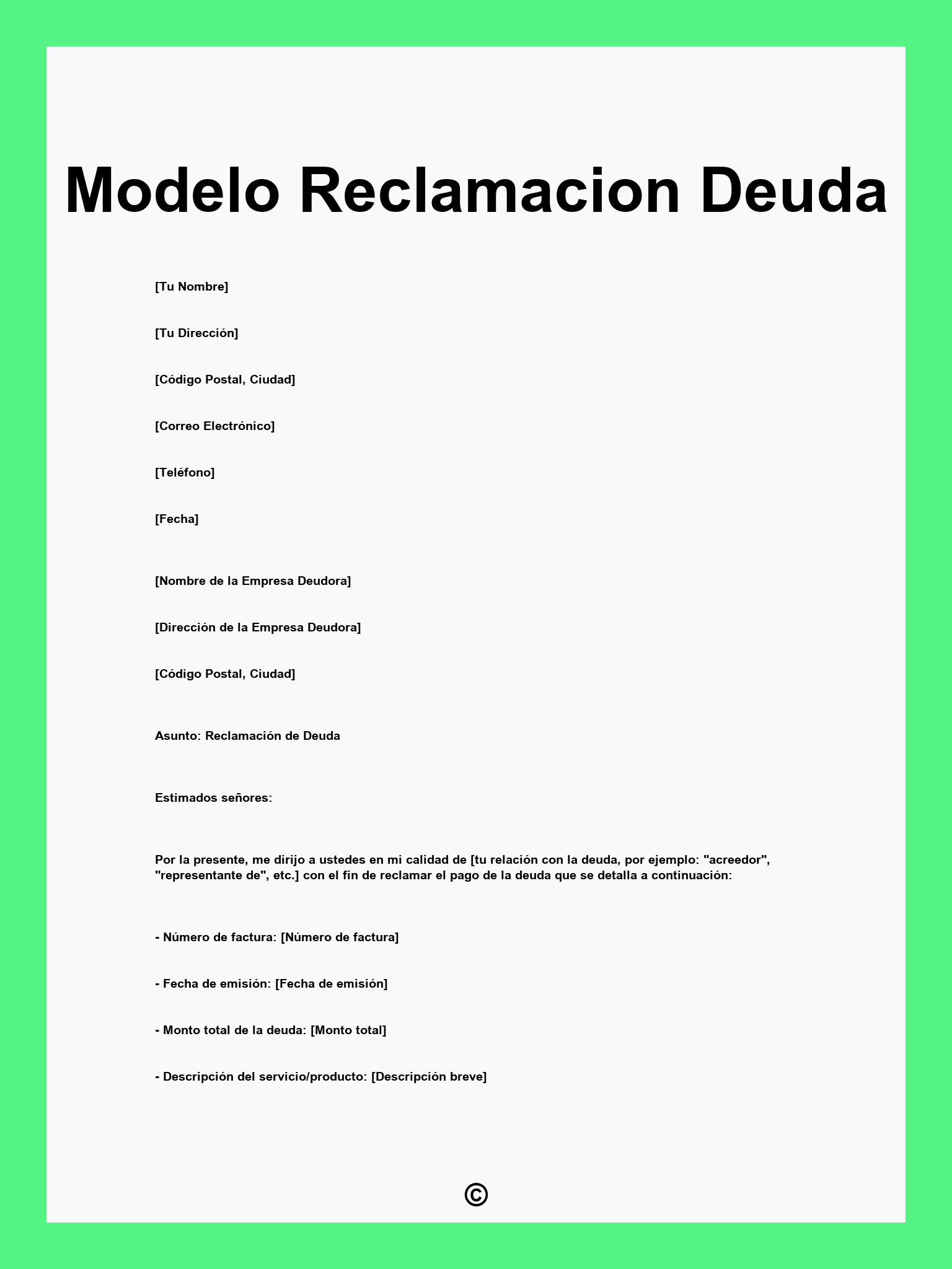 Modelo Reclamacion Deuda