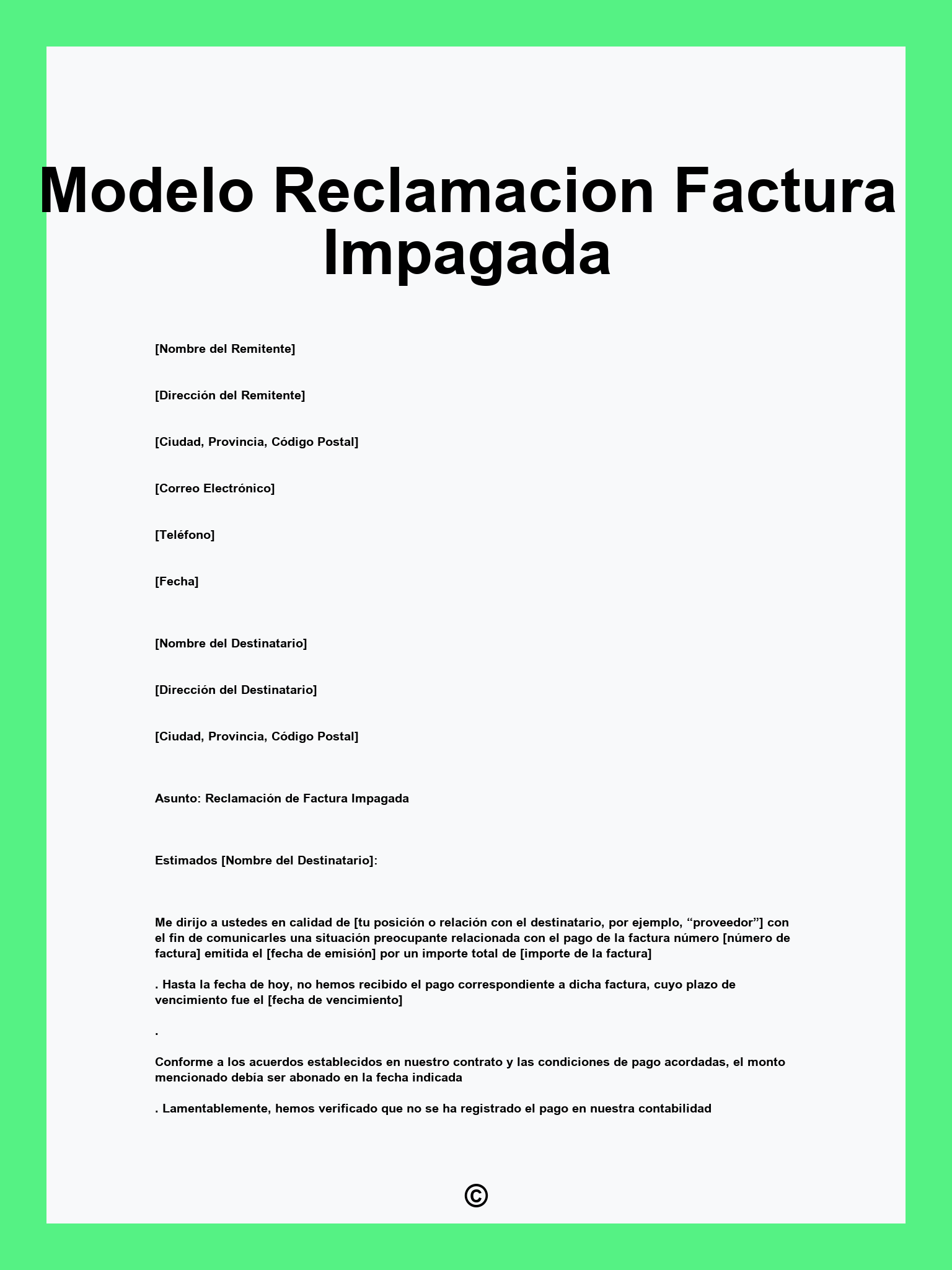 Modelo Reclamacion Factura Impagada