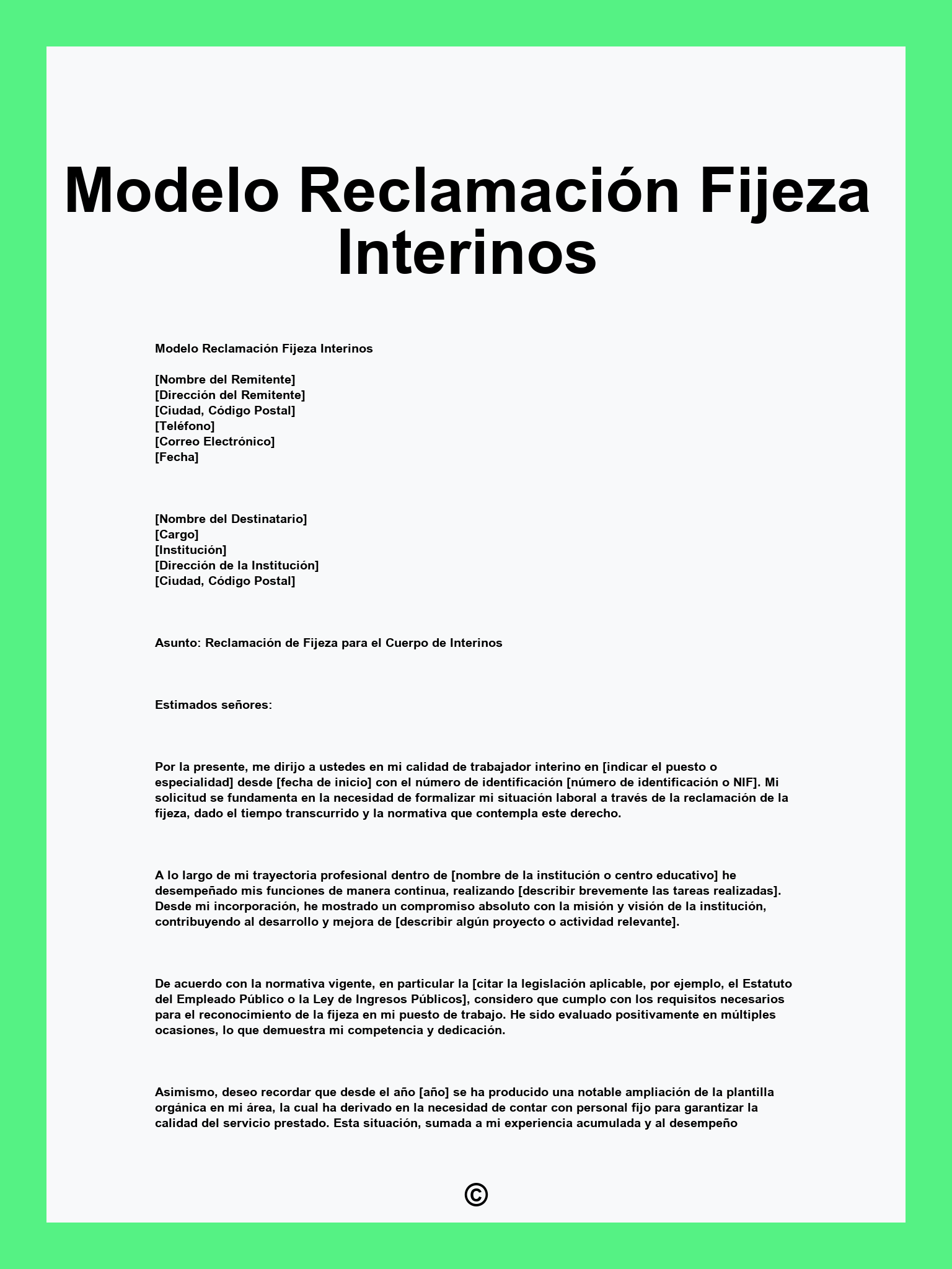 Modelo Reclamación Fijeza Interinos