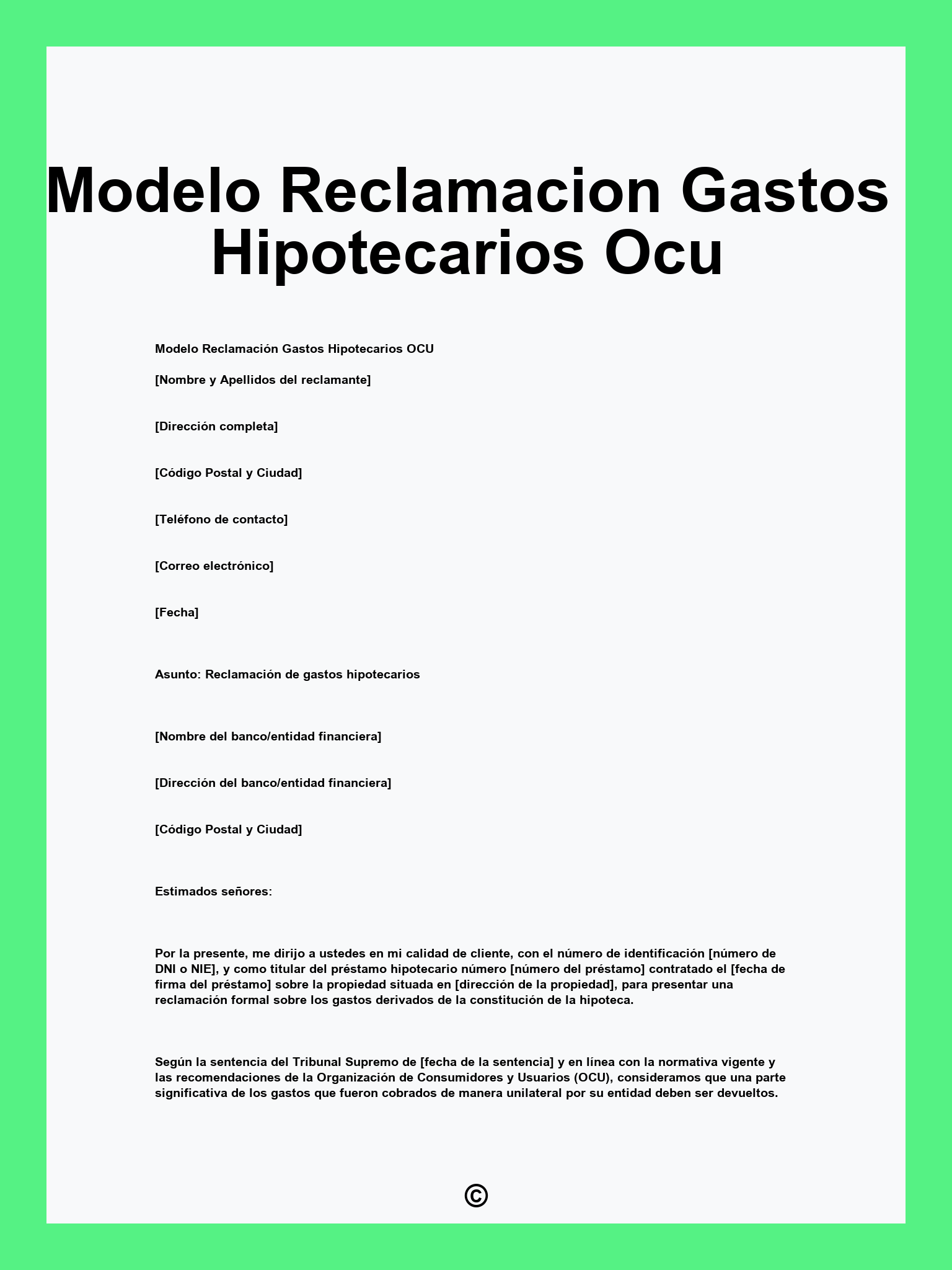 Modelo Reclamacion Gastos Hipotecarios Ocu