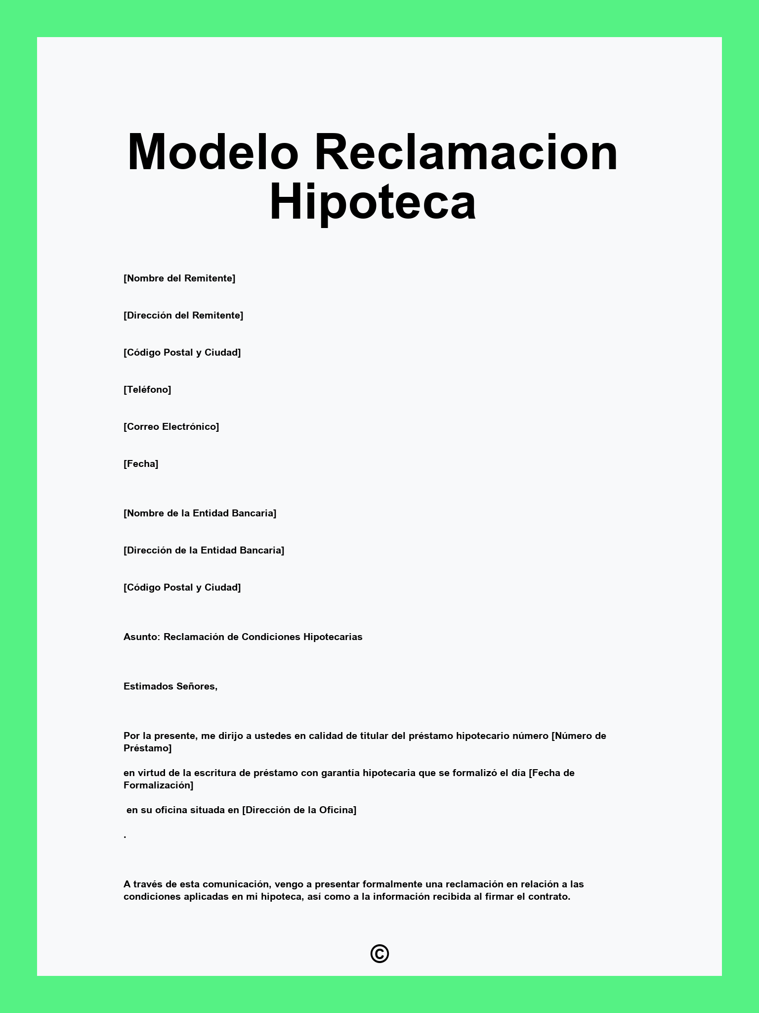 Modelo Reclamacion Hipoteca