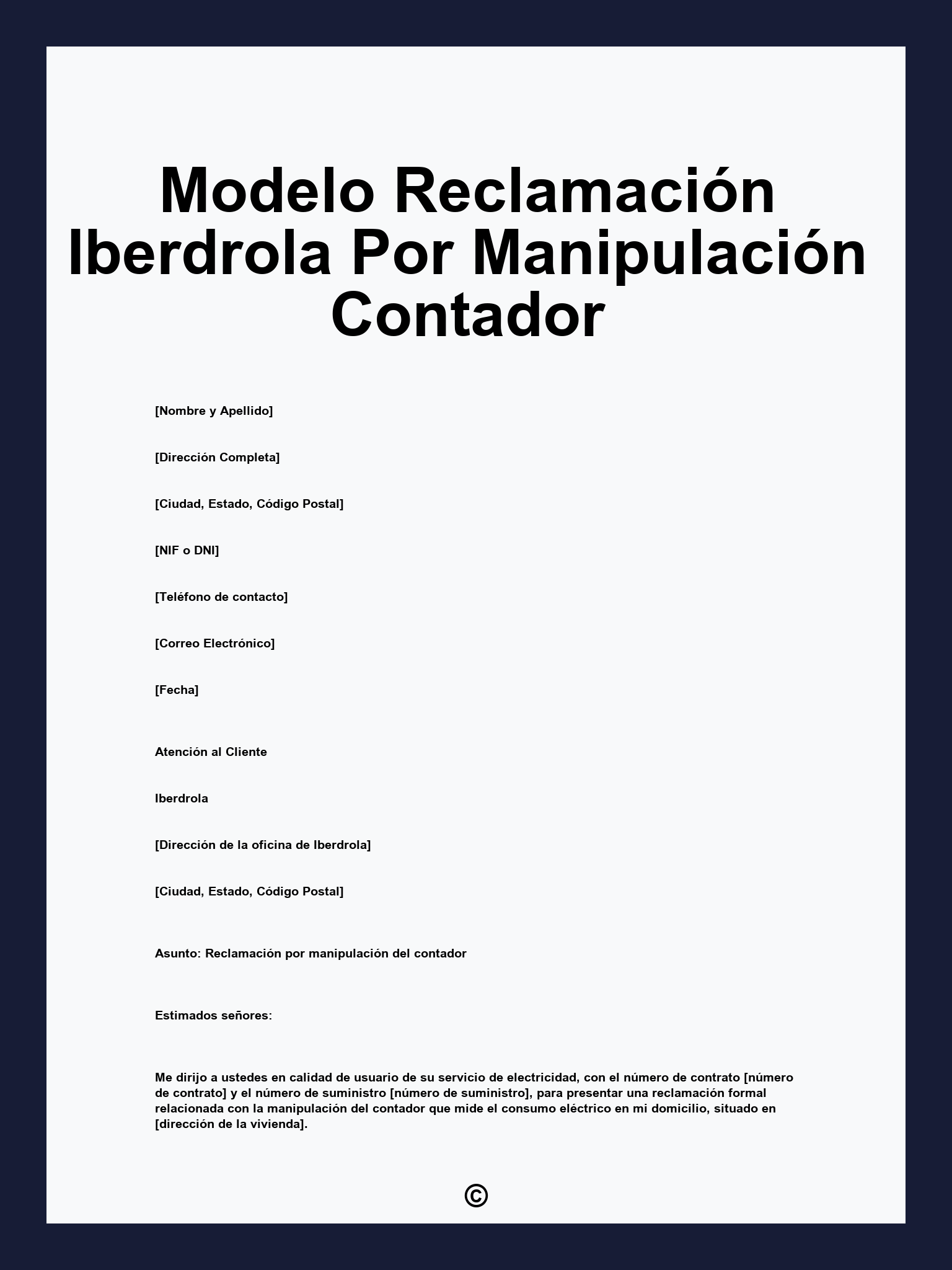 Modelo Reclamación Iberdrola Por Manipulación Contador