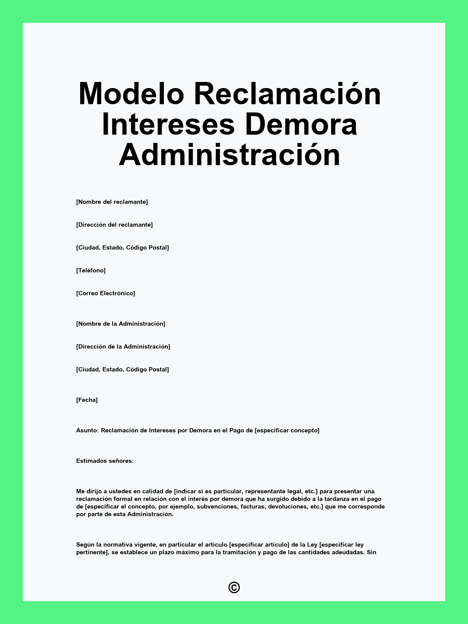 Modelo Reclamación Intereses Demora Administración