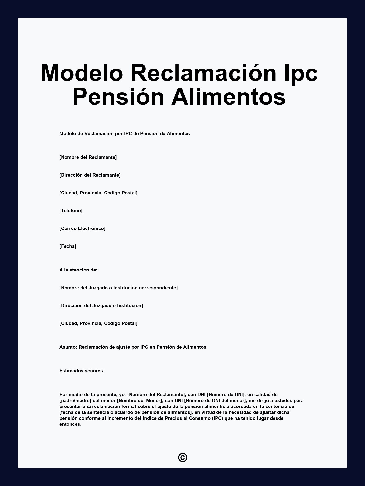 Modelo Reclamación Ipc Pensión Alimentos
