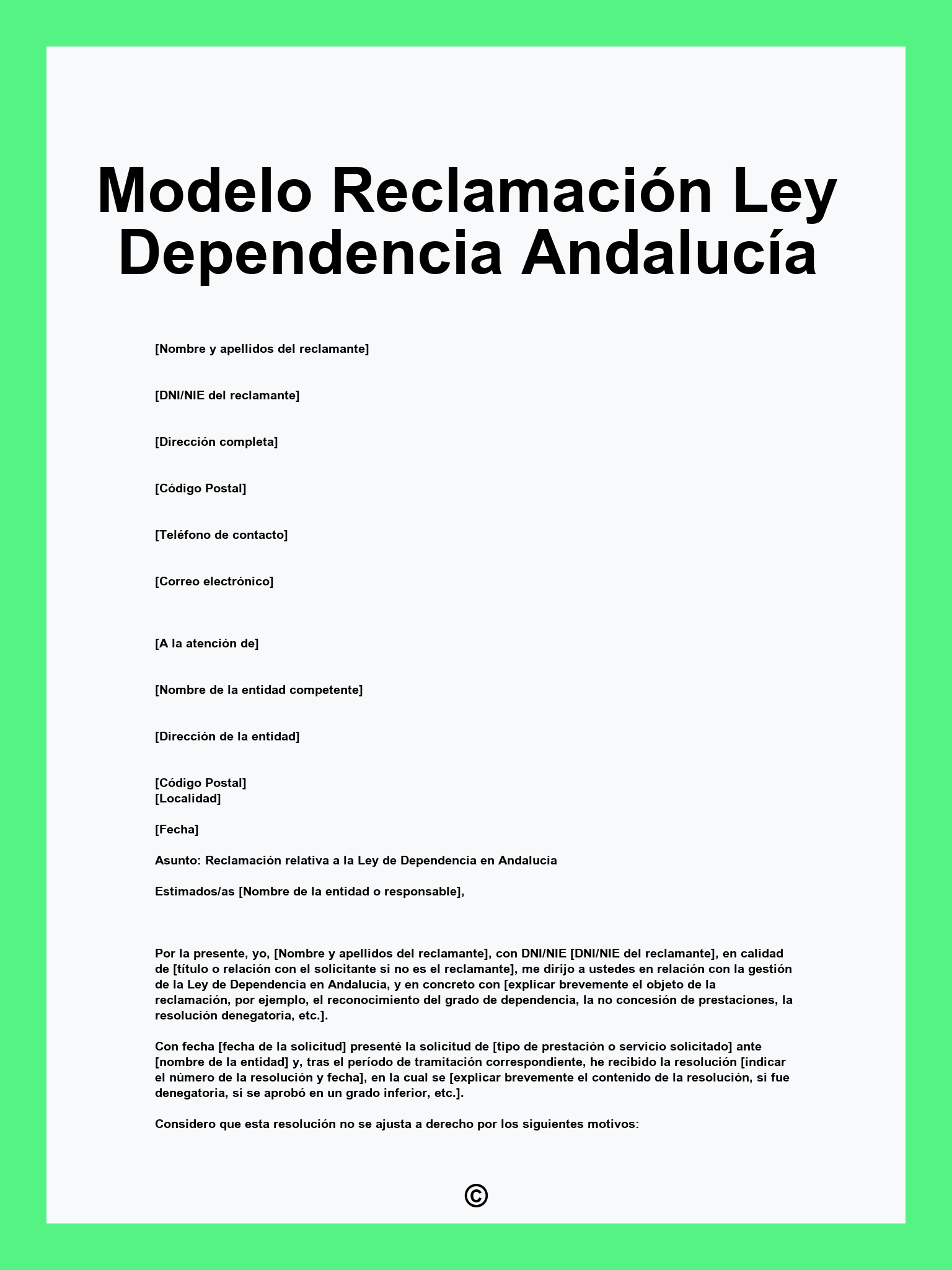 Modelo Reclamación Ley Dependencia Andalucía
