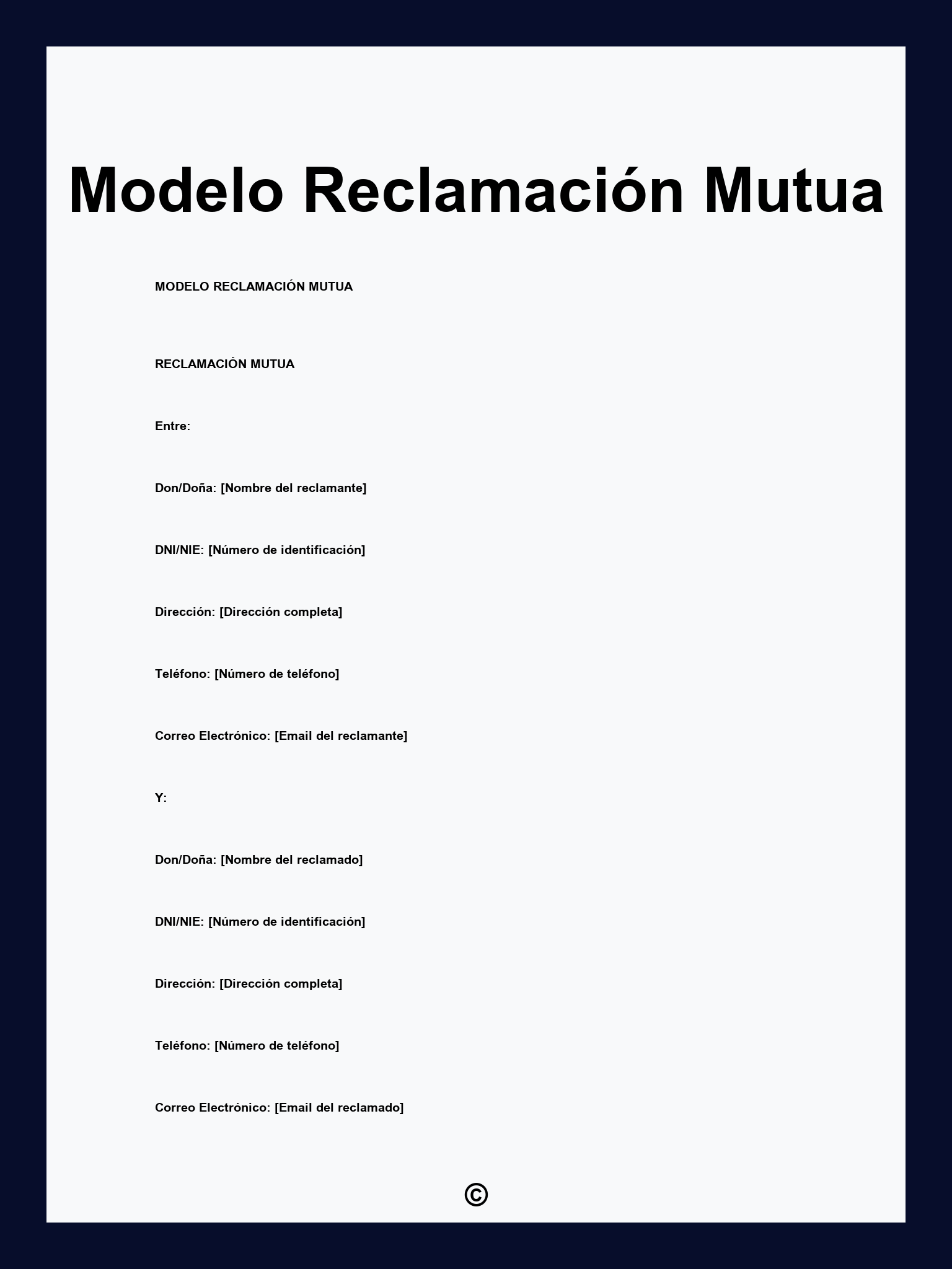 Modelo Reclamación Mutua