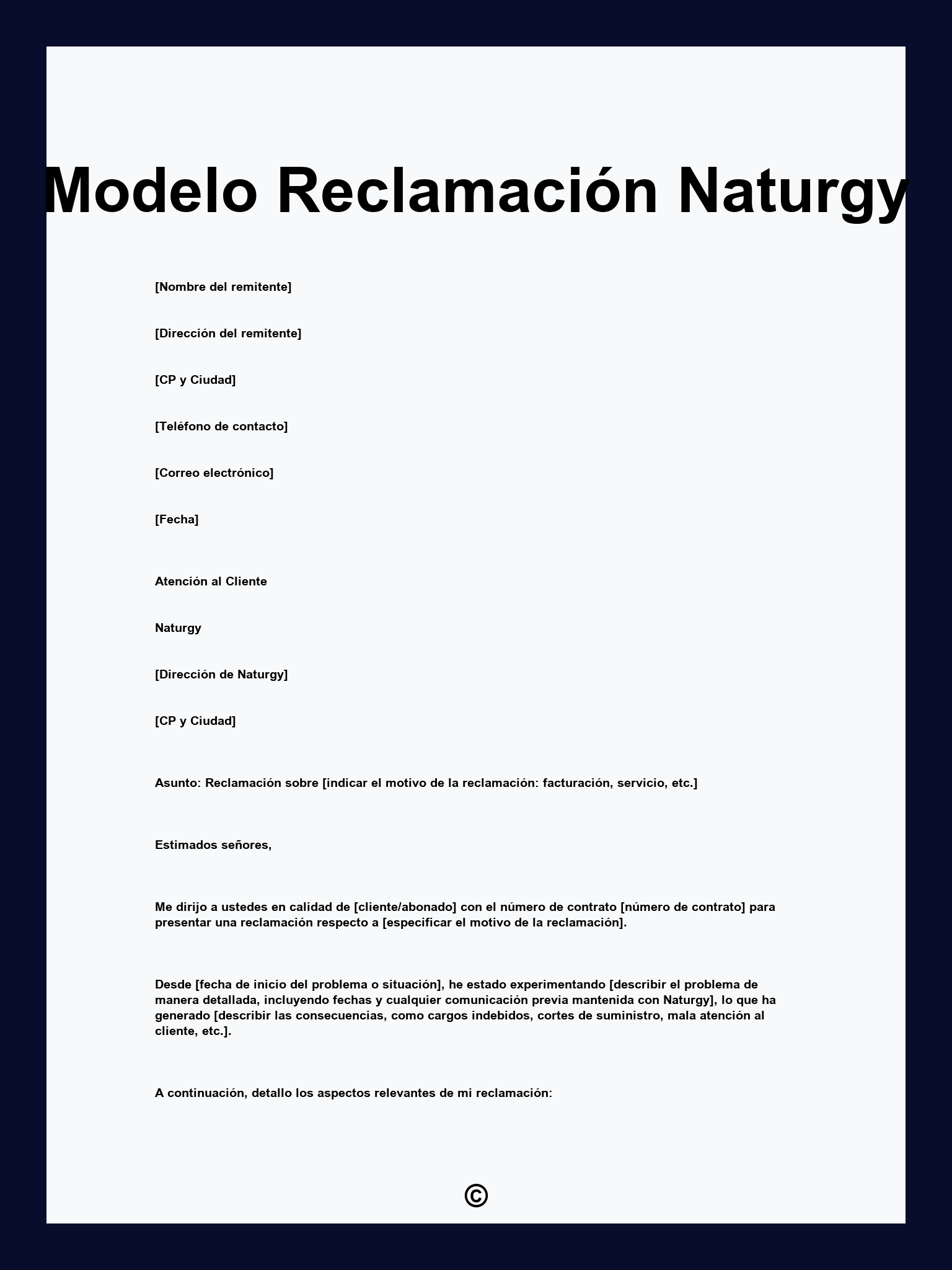 Modelo Reclamación Naturgy