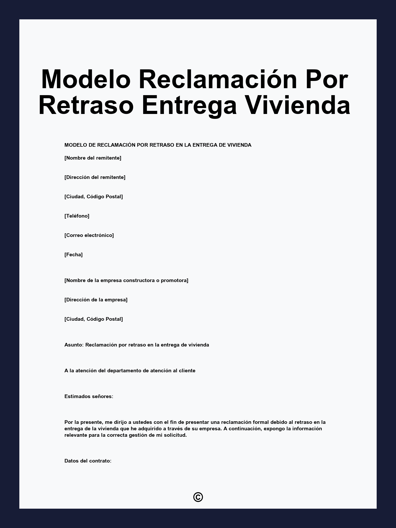 Modelo Reclamación Por Retraso Entrega Vivienda