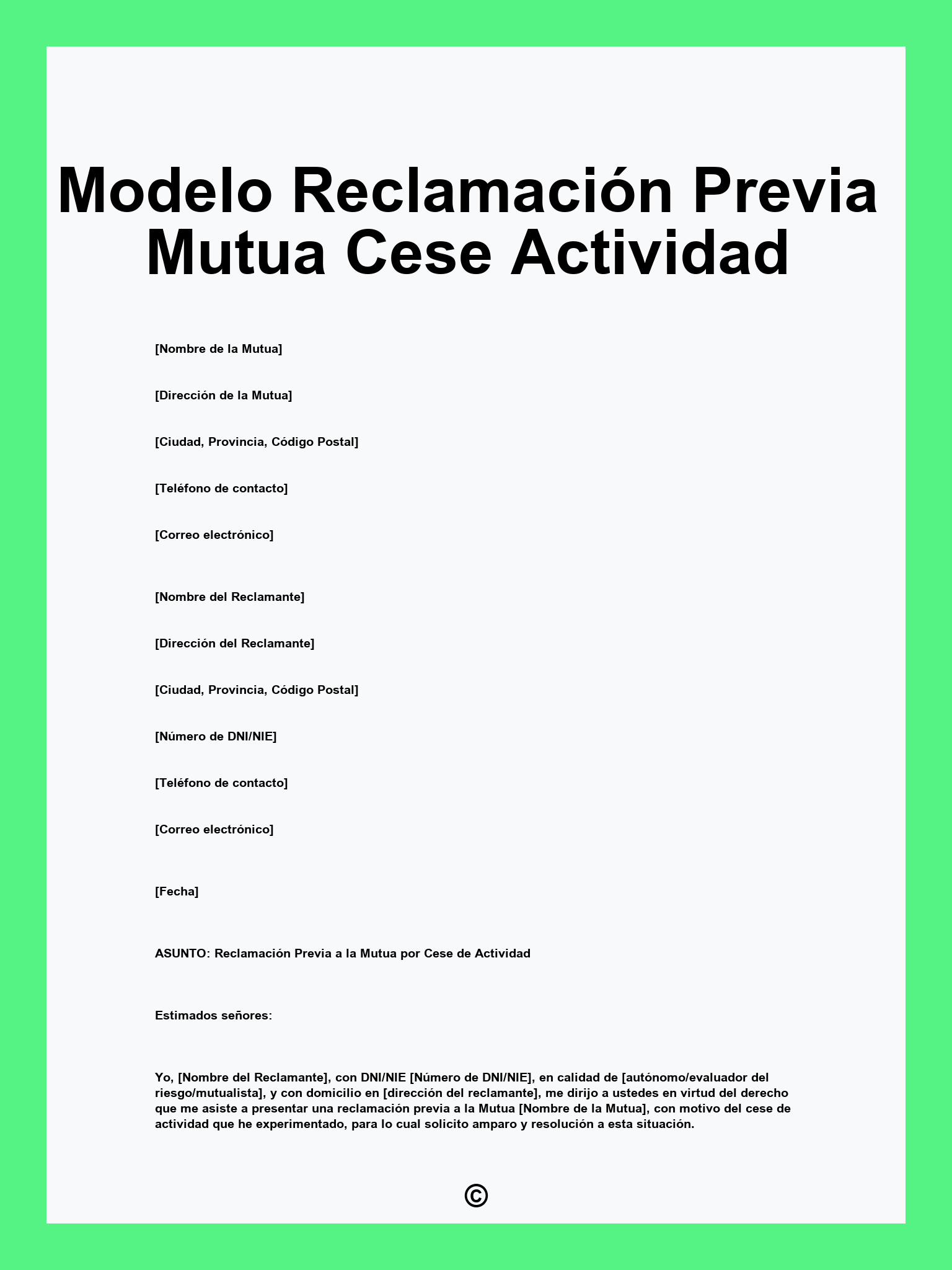 Modelo Reclamación Previa Mutua Cese Actividad
