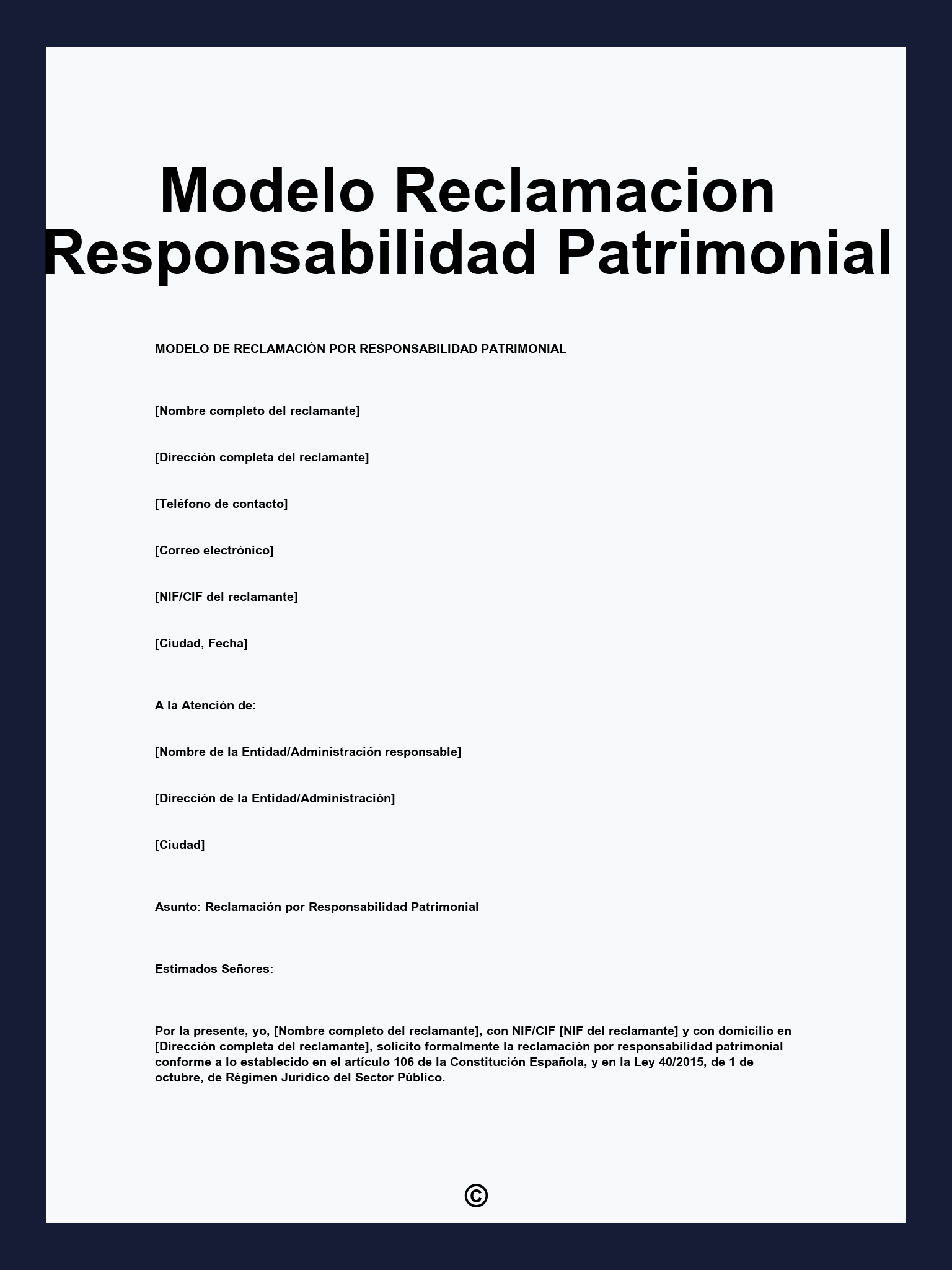 Modelo Reclamacion Responsabilidad Patrimonial