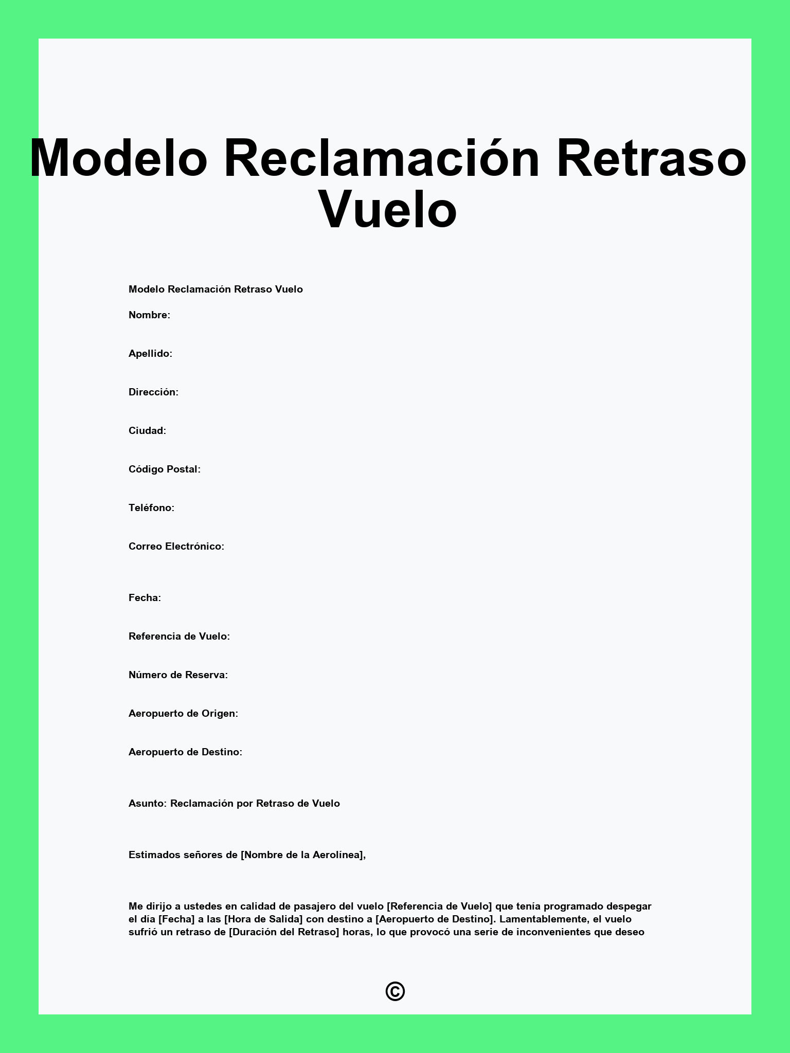 Modelo Reclamación Retraso Vuelo