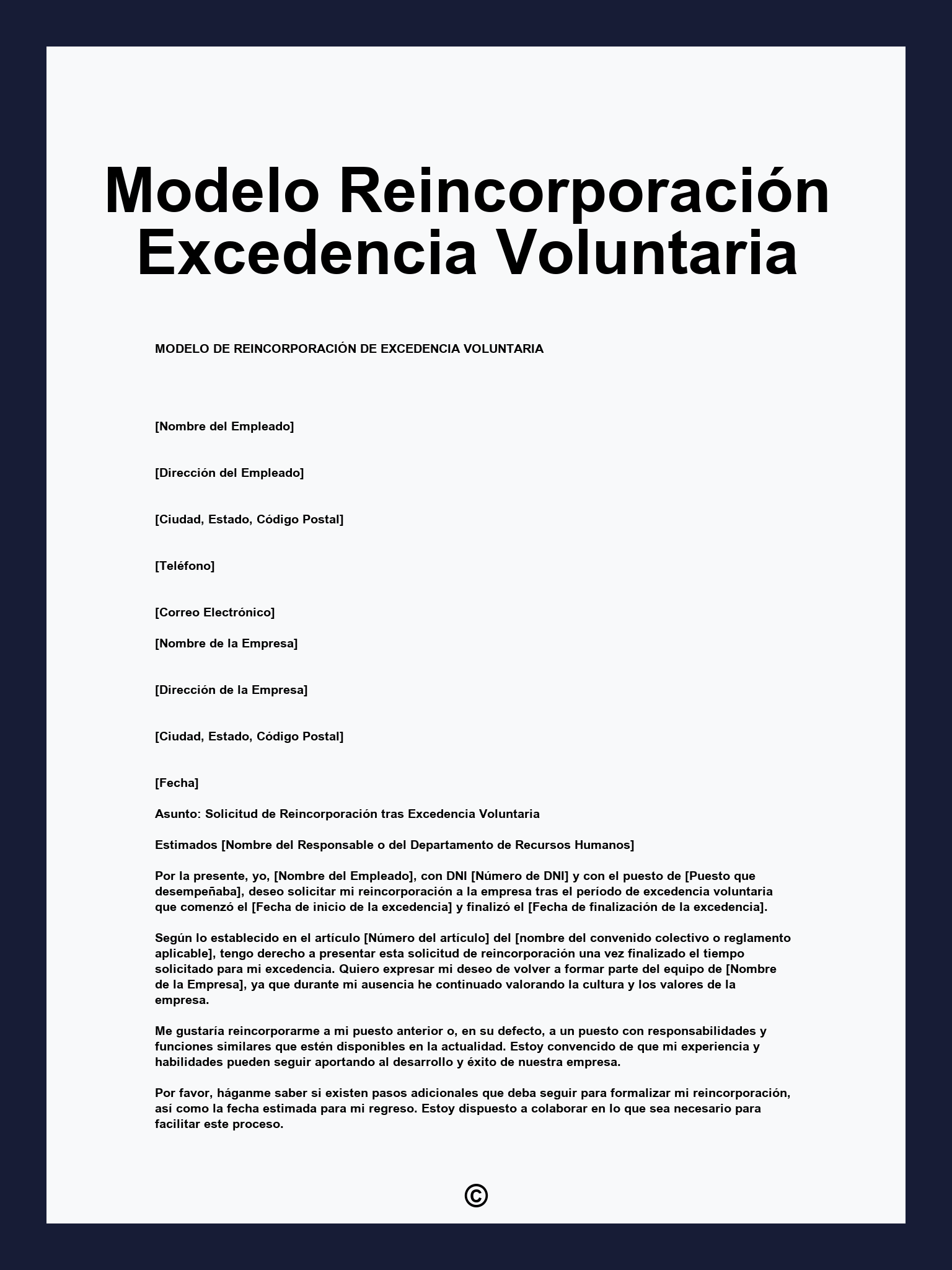 Modelo Reincorporación Excedencia Voluntaria