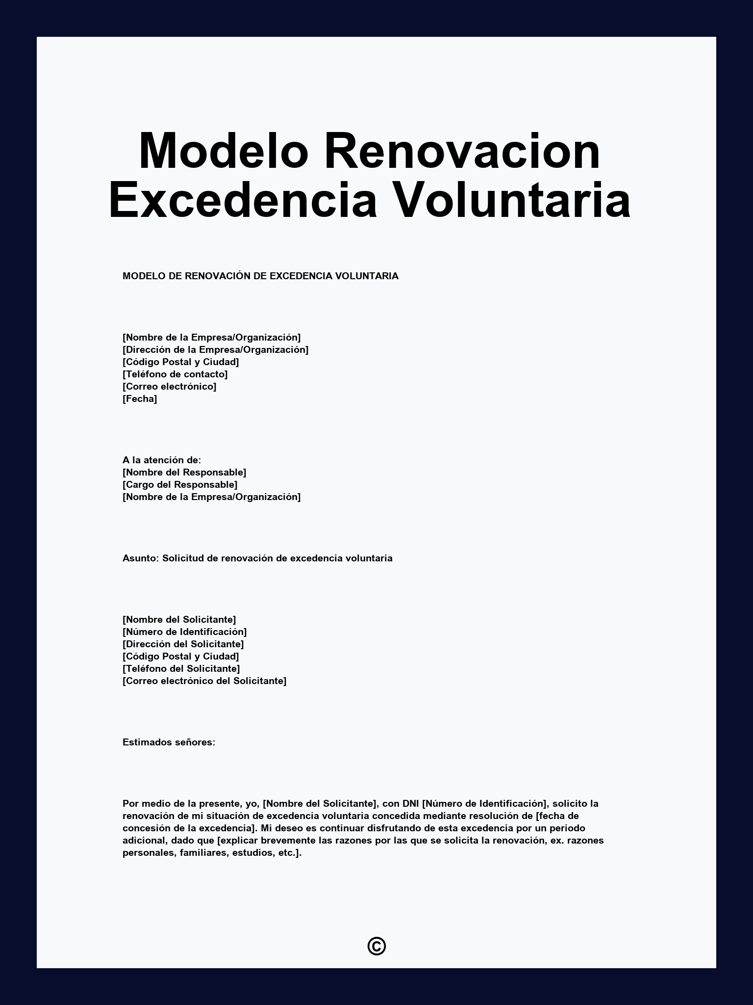 Modelo Renovacion Excedencia Voluntaria