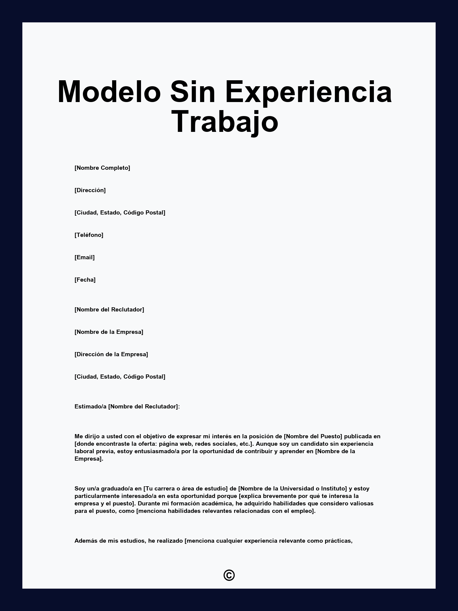 Modelo Sin Experiencia Trabajo