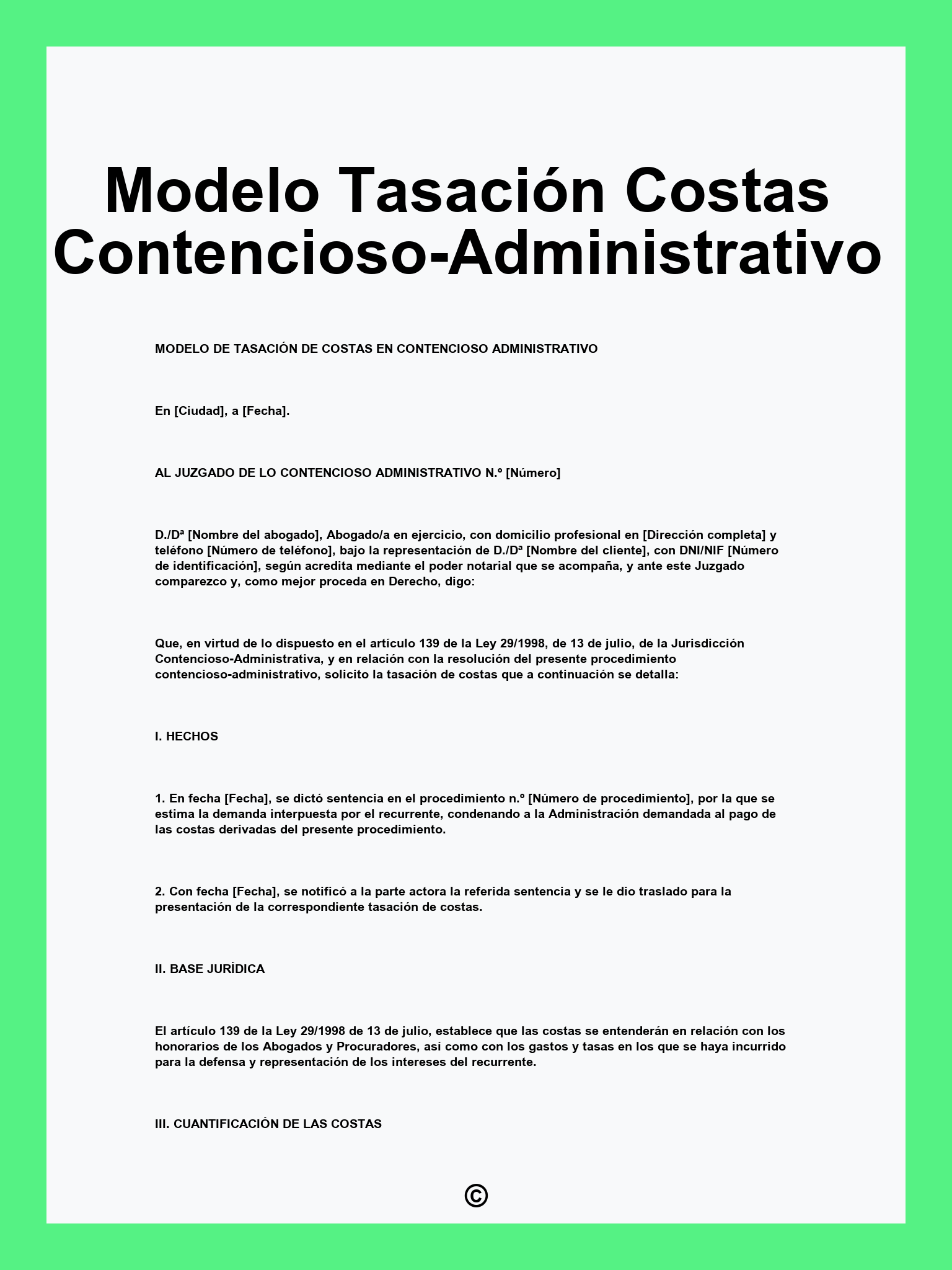 Modelo Tasación Costas Contencioso-Administrativo