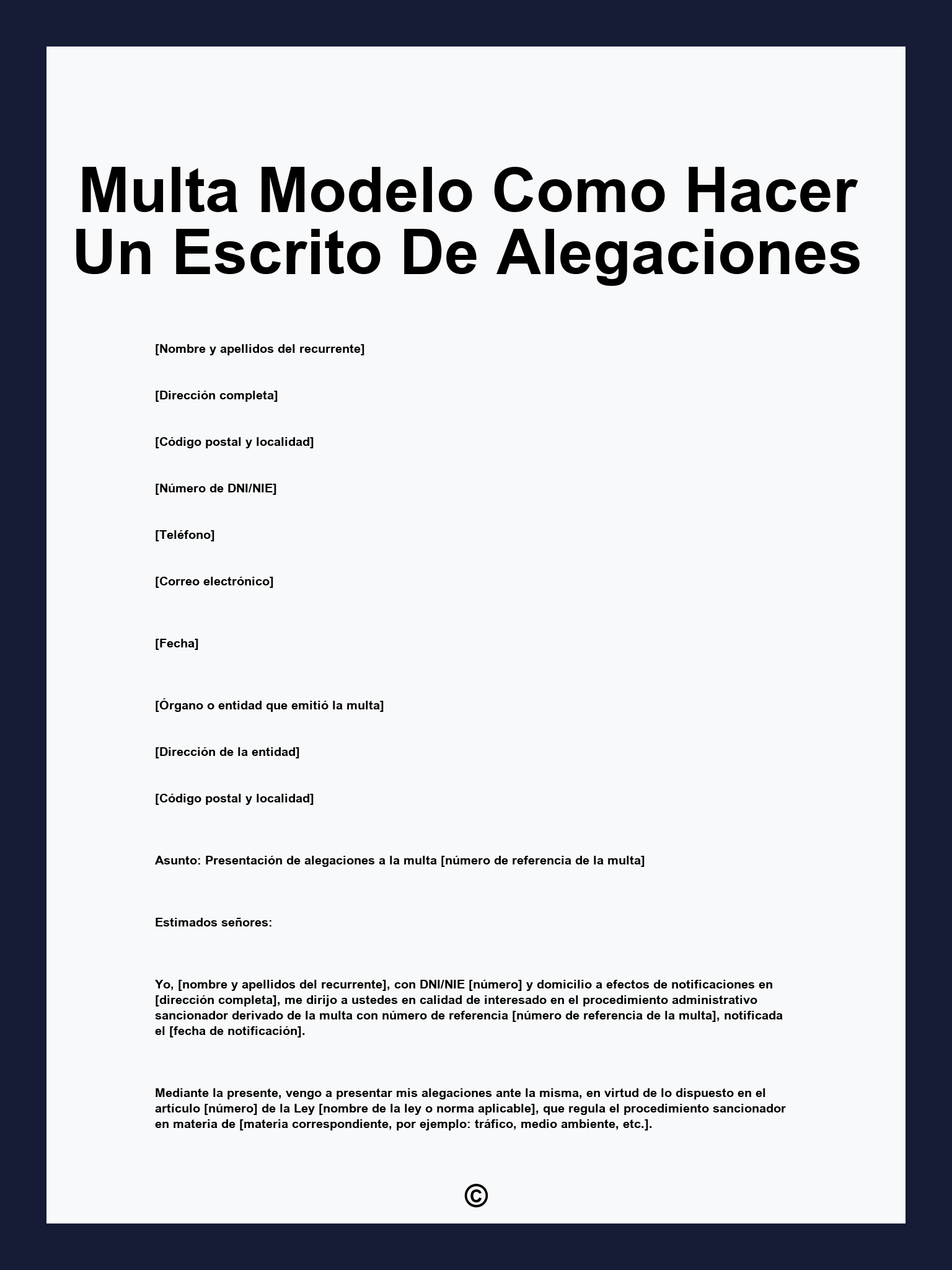 Multa Modelo Como Hacer Un Escrito De Alegaciones